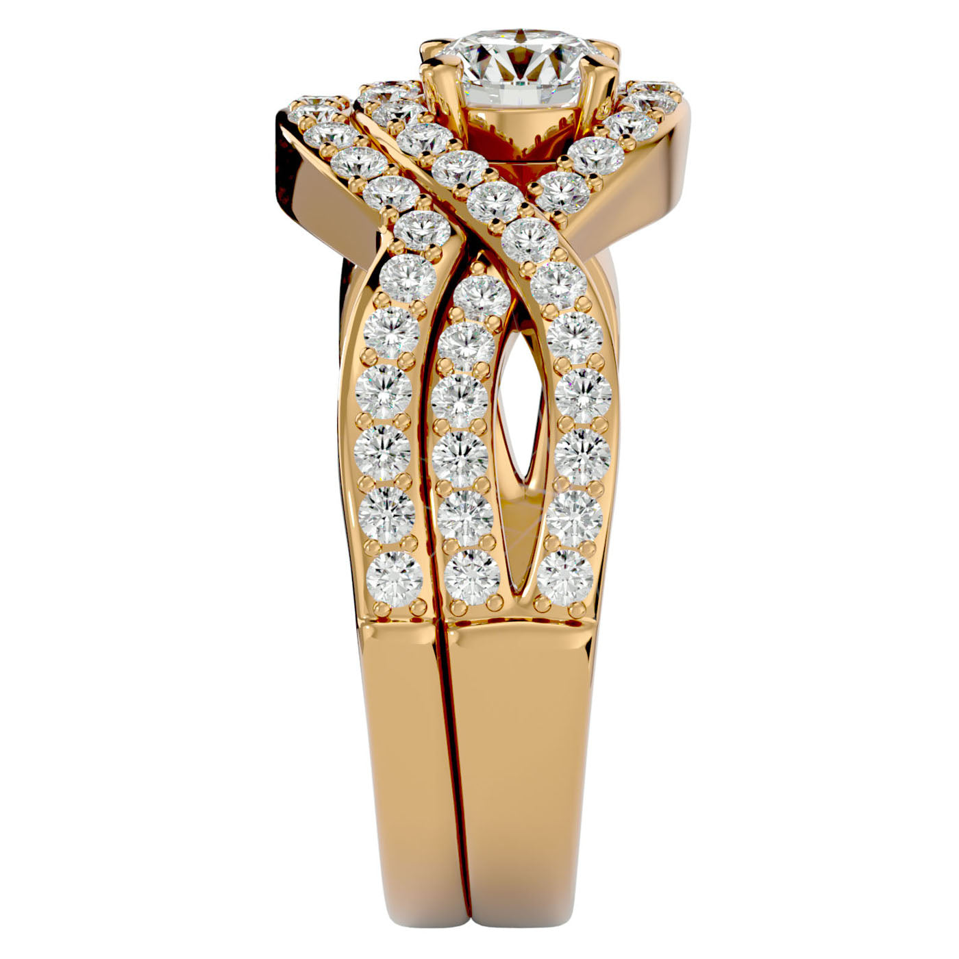 Inel Promesse d'Or cu Diamante Naturale Pavè de 1.36 ct din 18k Aur Galben - Castelo.ro