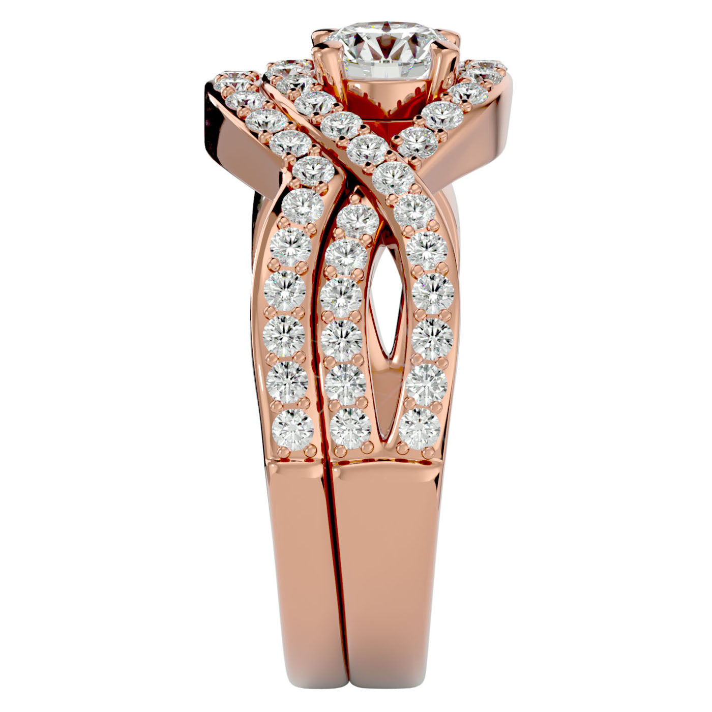 Inel Promesse d'Or din Aur 14k cu Moissanite Pavè de 1.36 ct din 14k Aur Roz - Castelo.ro