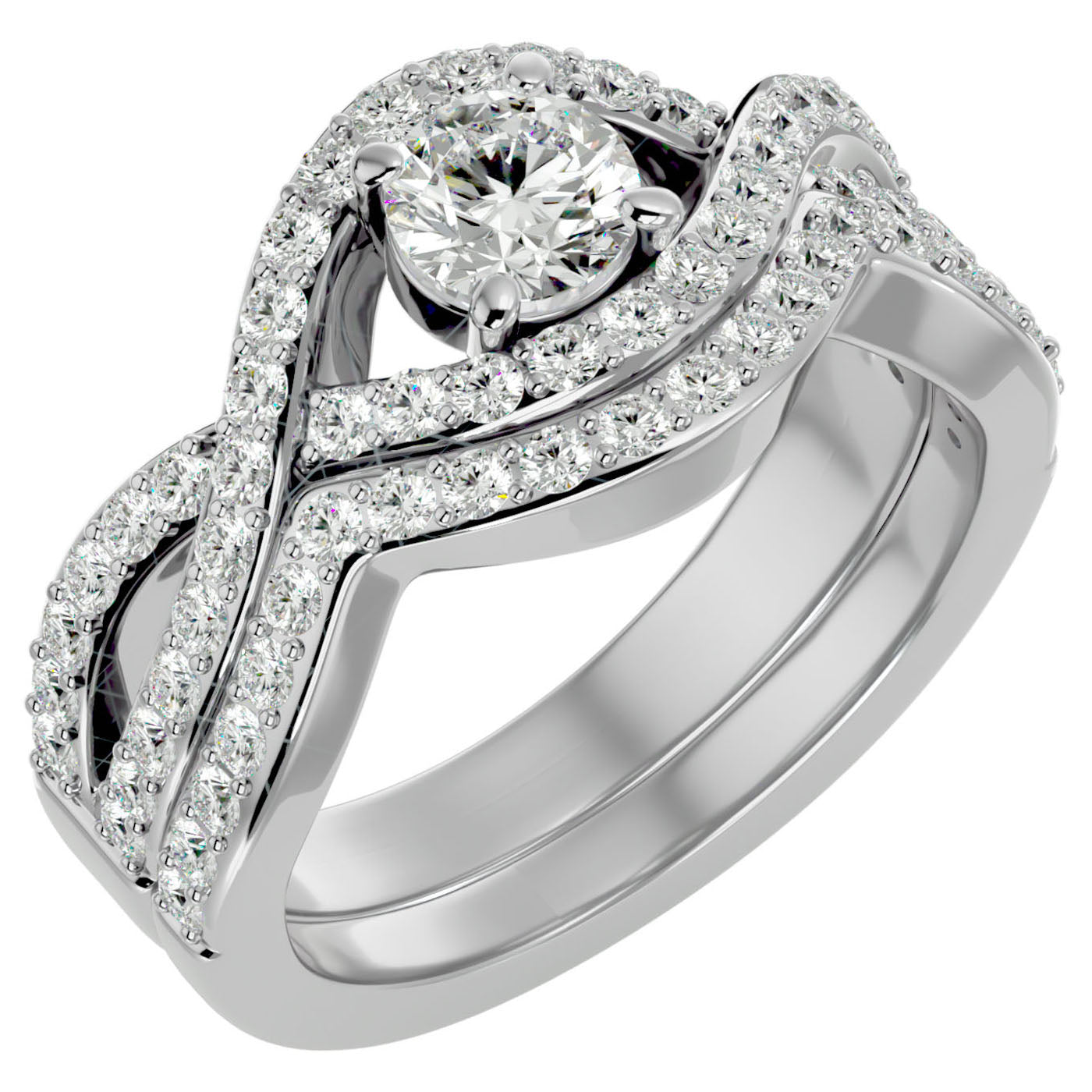 Inel Promesse d'Or cu Diamante Naturale Pavè de 1.36 ct din Platina - Castelo.ro