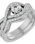 Inel Promesse d'Or din Aur 14k cu Diamante Create în Laborator Pavè de 1.36 ct din 14k Aur Alb - Castelo.ro