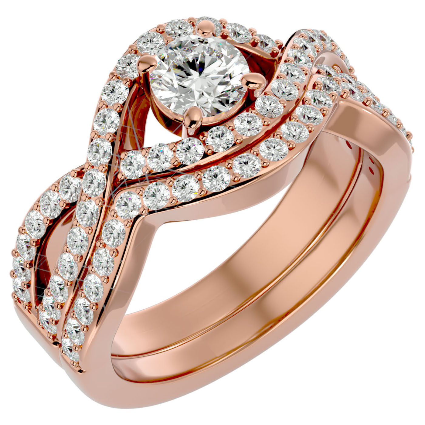 Inel Promesse d'Or cu Diamante Naturale Pavè de 1.36 ct din 18k Aur Roz - Castelo.ro