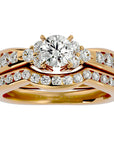 Inel Fleur de Lys din Aur 14k cu Moissanite Pavè de 1.53 ct din 14k Aur Galben - Castelo.ro