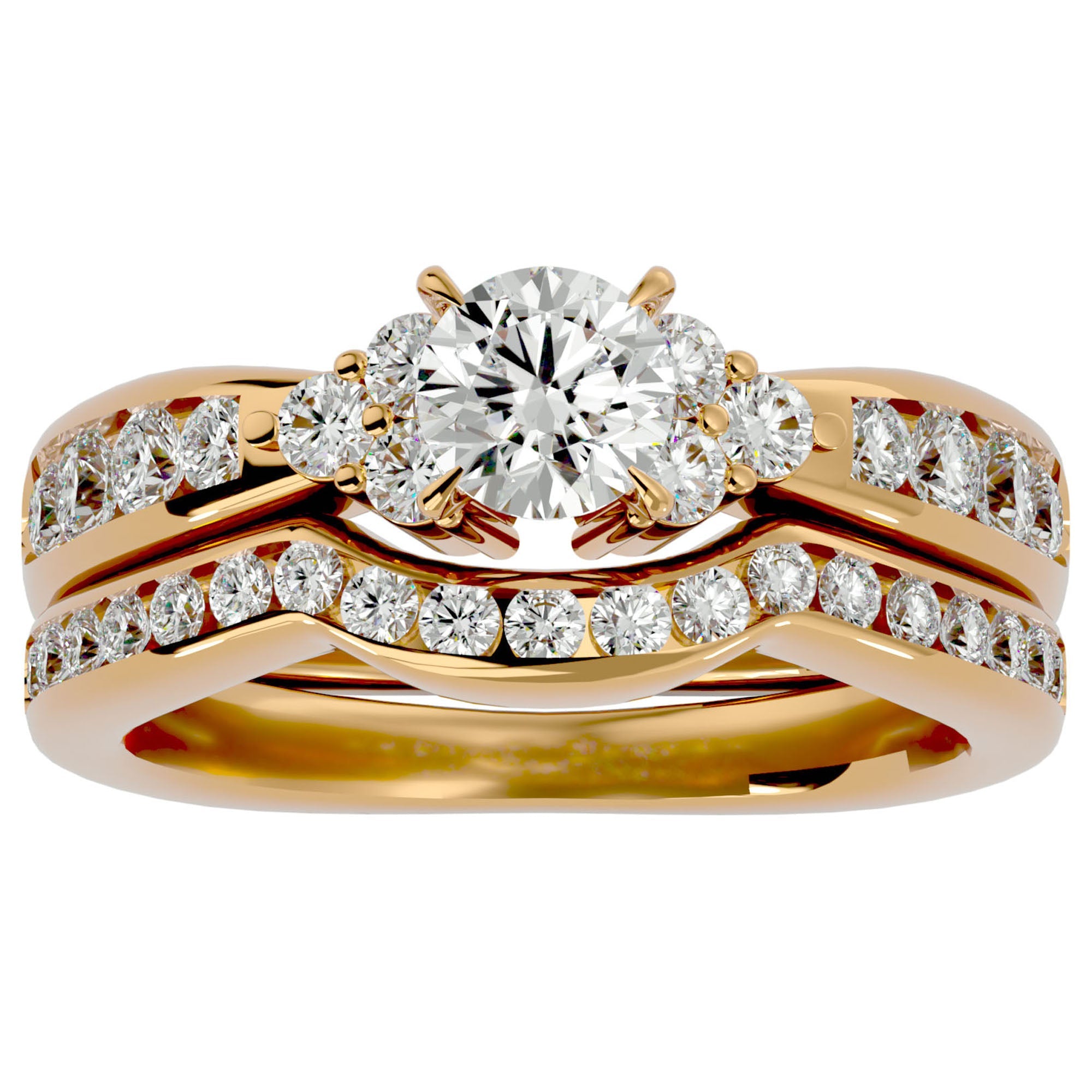 Inel Charme de l'Orient din Aur 14k cu Diamante Create în Laborator Pavé de 1.53 ct din 14k Aur Galben - Castelo.ro