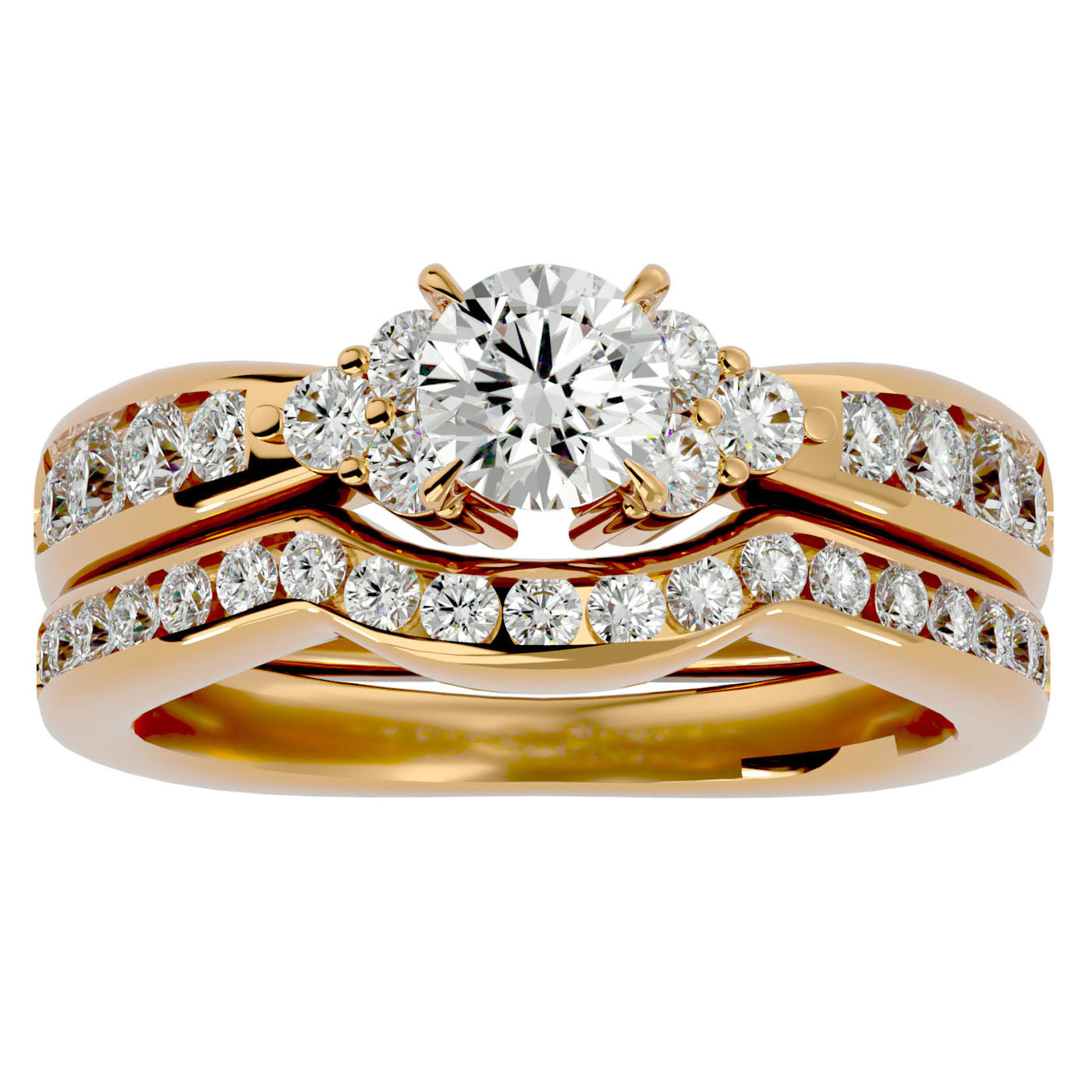 Inel Fleur de Lys din Aur 14k cu Diamante Create în Laborator Pavè de 1.53 ct din 14k Aur Galben - Castelo.ro