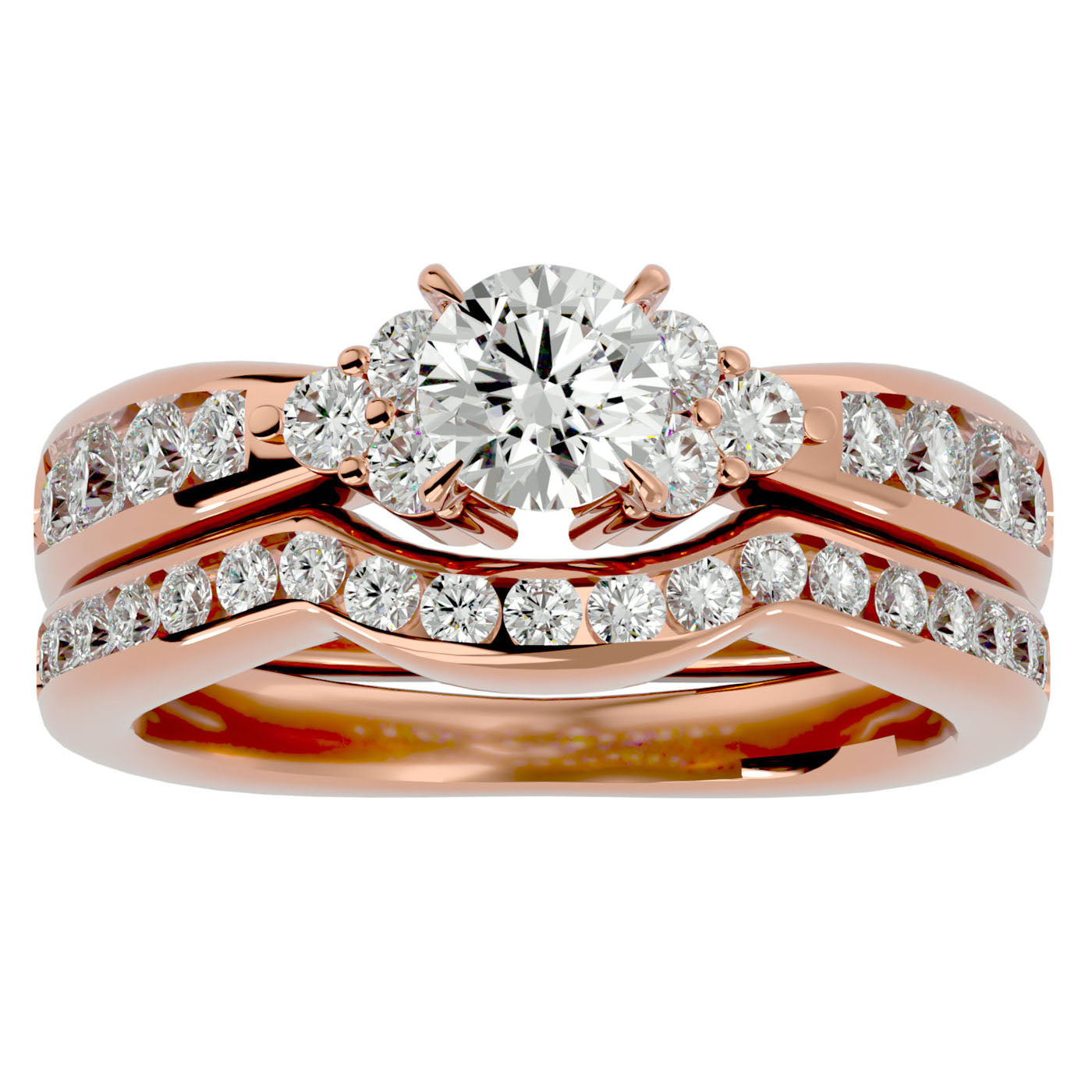 Inel Fleur de Lys cu Diamante Naturale Pavè de 1.53 ct din 18k Aur Roz - Castelo.ro