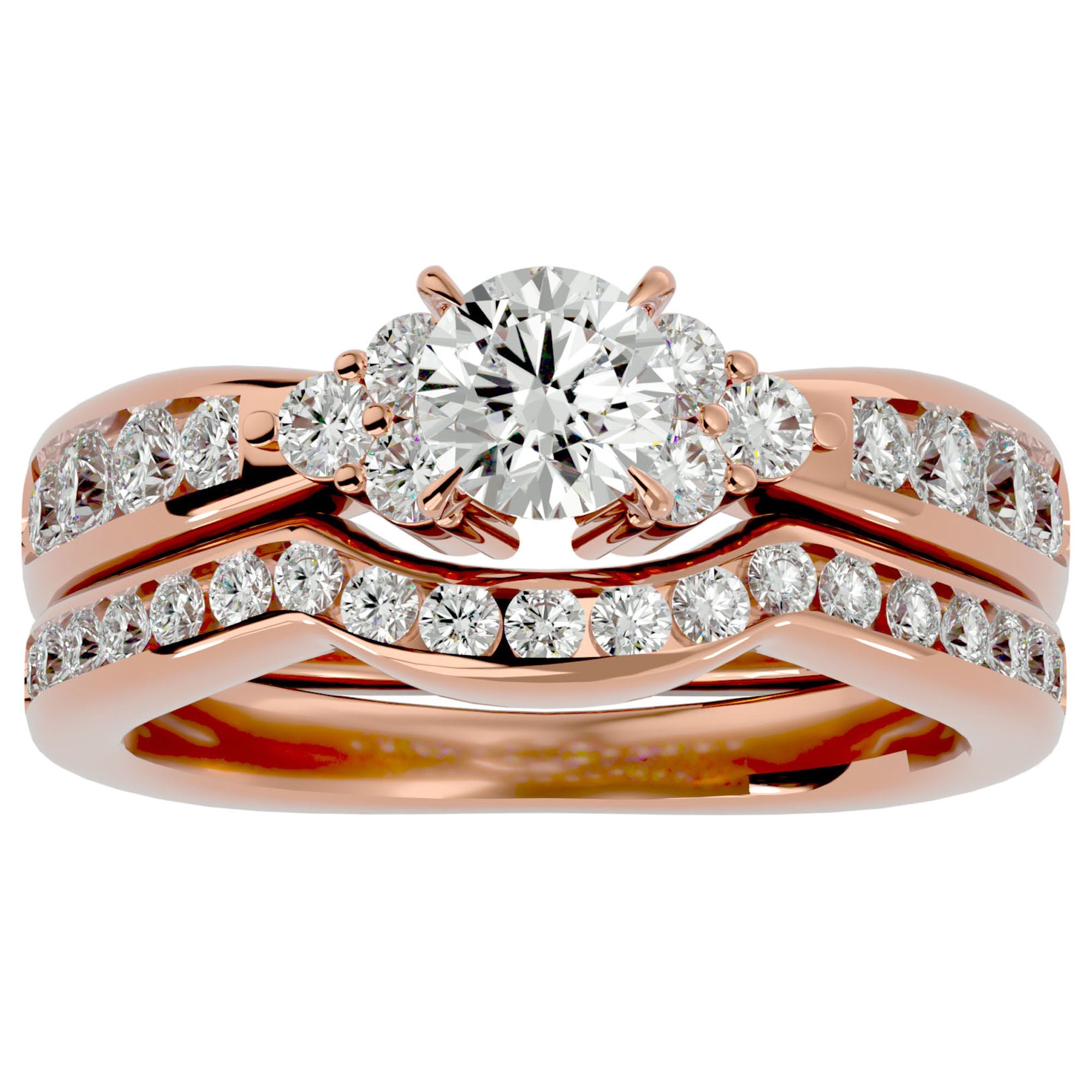 Inel Charme de l'Orient din Aur 14k cu Diamante Create în Laborator Pavé de 1.53 ct din 14k Aur Roz - Castelo.ro