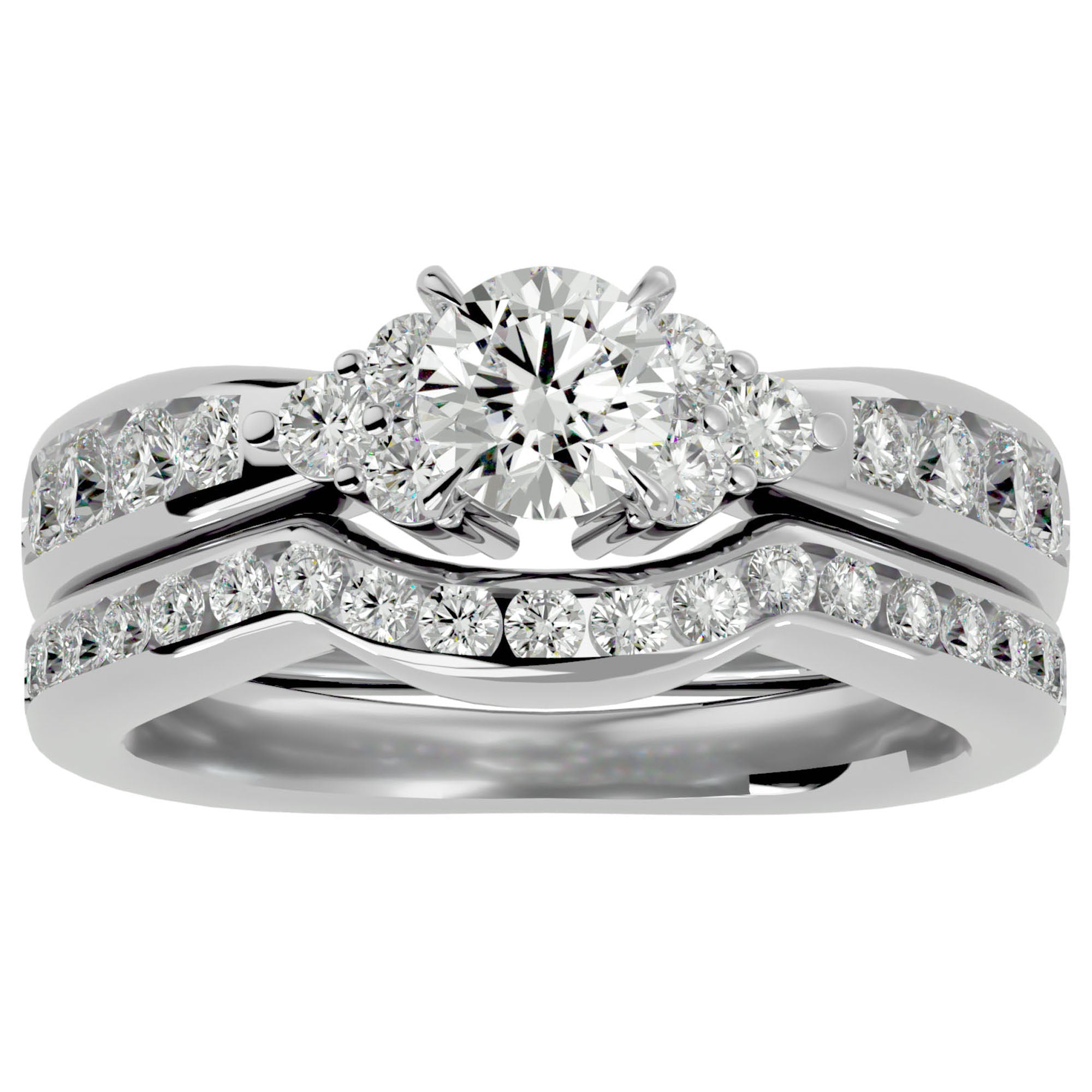 Inel Charme de l'Orient din Aur 14k cu Diamante Create în Laborator Pavé de 1.53 ct din 14k Aur Alb - Castelo.ro