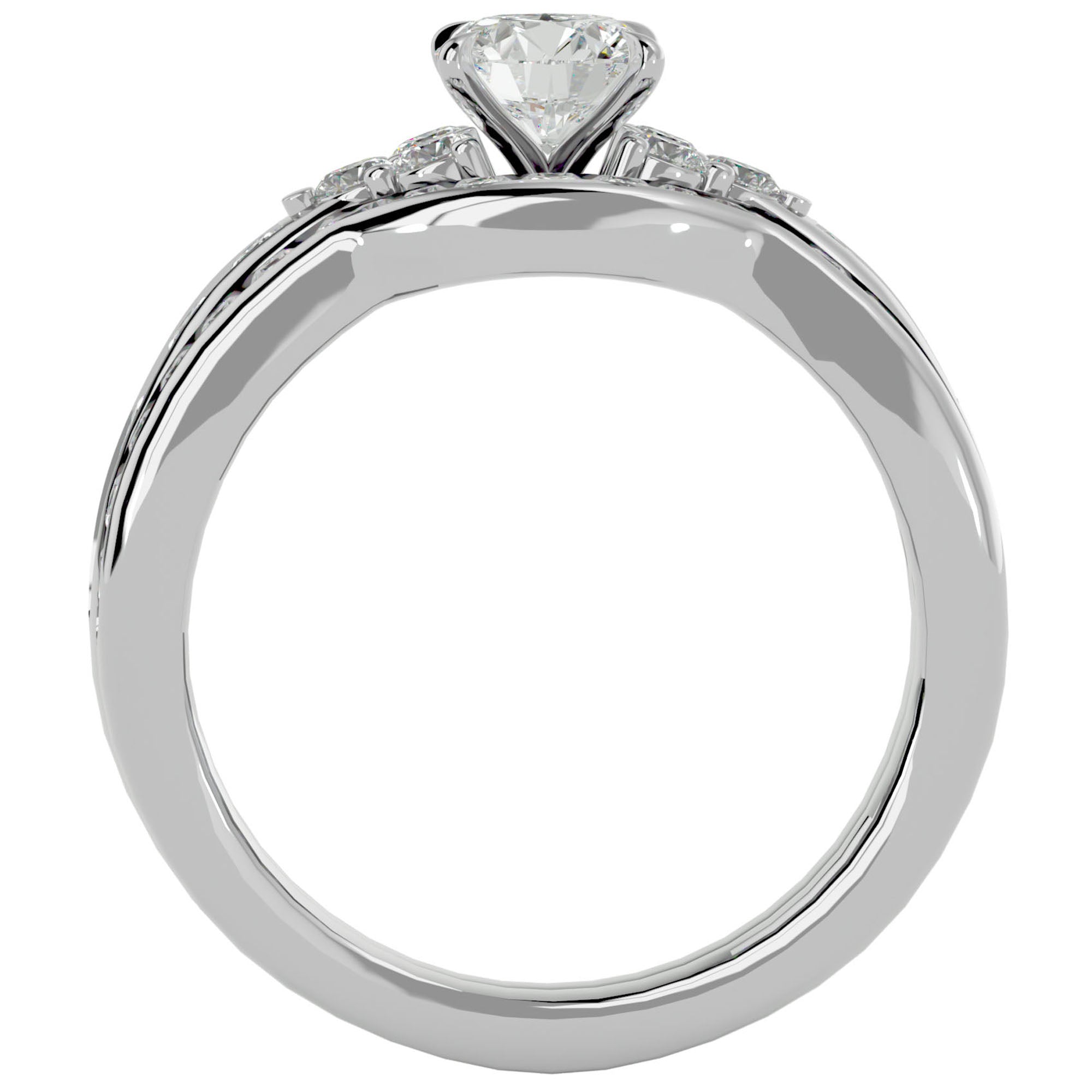 Inel Charme de l'Orient din Aur 14k cu Diamante Create în Laborator Pavé de 1.53 ct din 14k Aur Alb - Castelo.ro