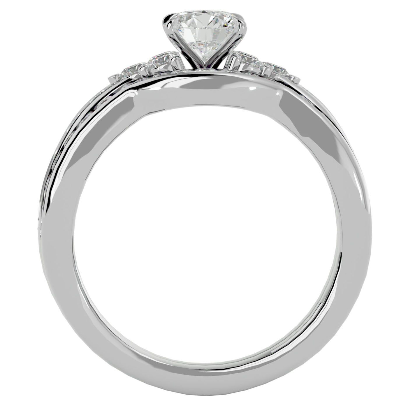 Inel Fleur de Lys din Aur 14k cu Diamante Create în Laborator Pavè de 1.53 ct din 14k Aur Alb - Castelo.ro
