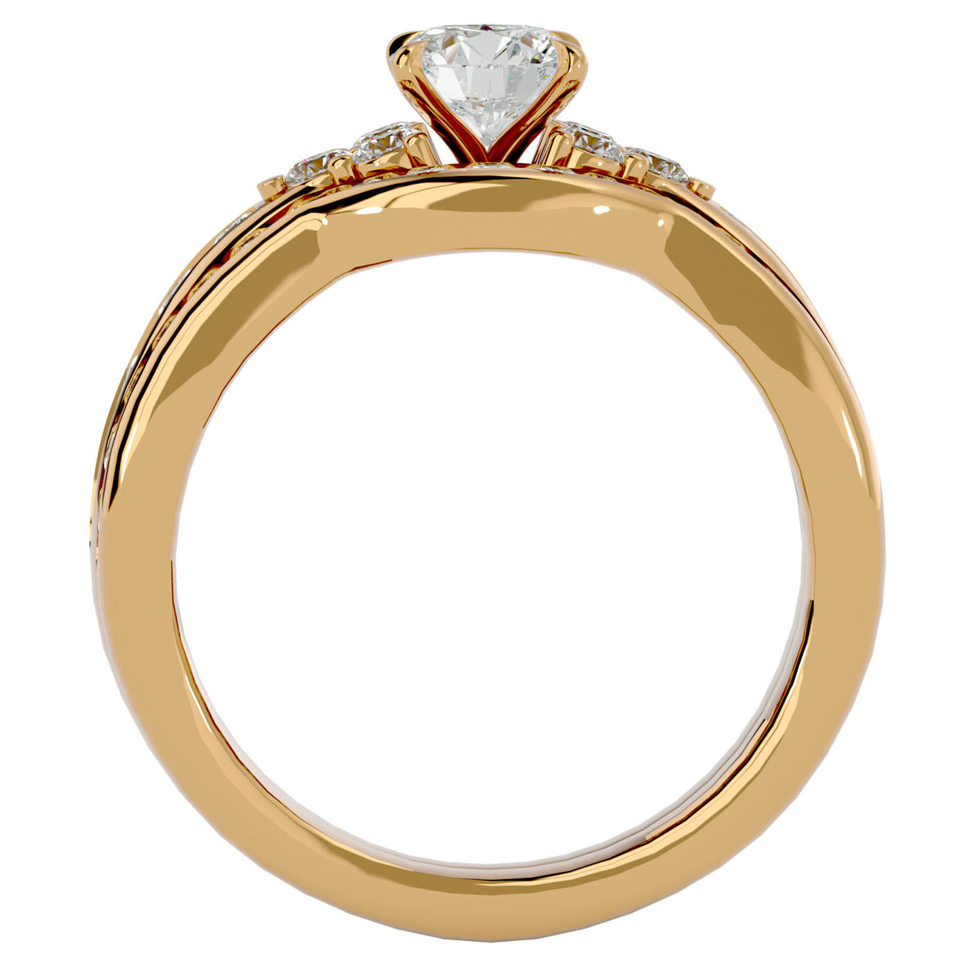 Inel Fleur de Lys cu Diamante Naturale Pavè de 1.53 ct din 18k Aur Galben - Castelo.ro