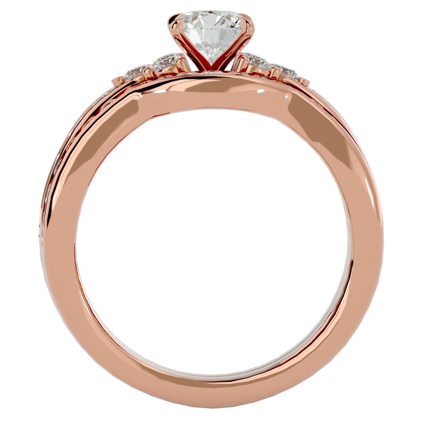 Inel Fleur de Lys cu Diamante Naturale Pavè de 1.53 ct din 18k Aur Roz - Castelo.ro