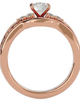 Inel Fleur de Lys din Aur 14k cu Diamante Naturale Pavè de 1.53 ct din 14k Aur Roz - Castelo.ro
