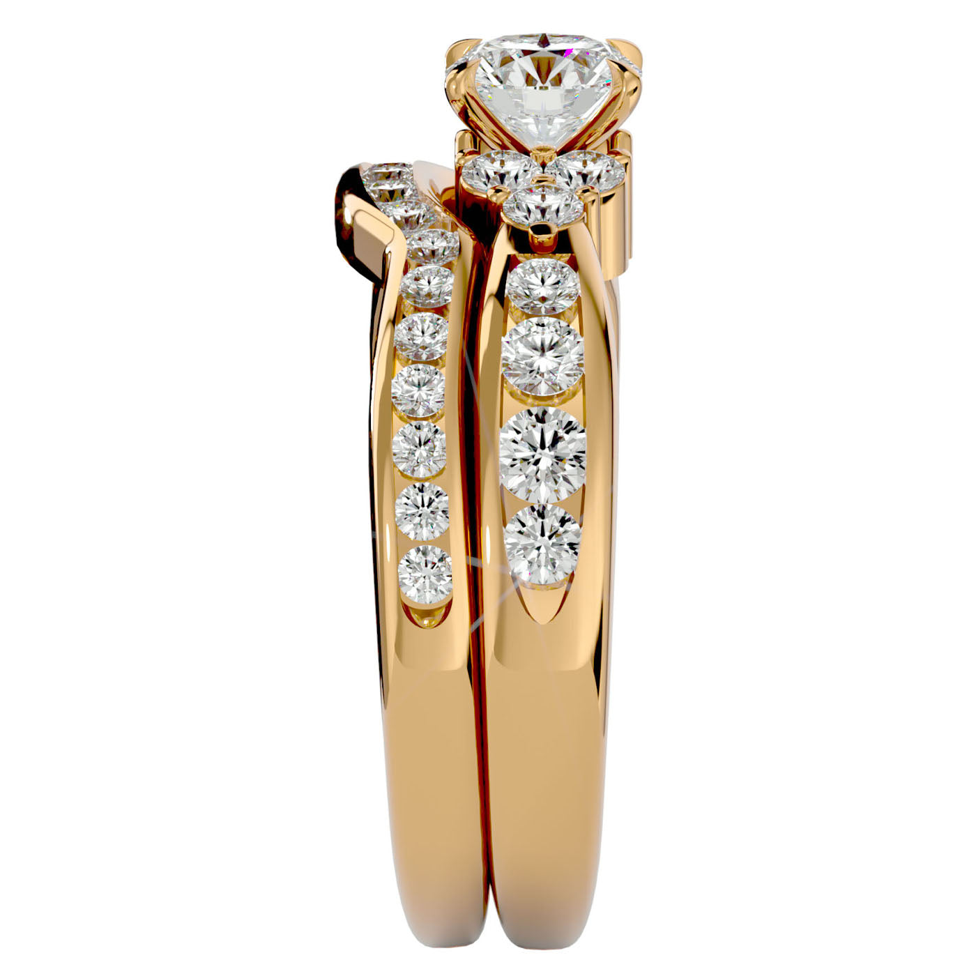 Inel Fleur de Lys cu Diamante Naturale Pavè de 1.53 ct din 18k Aur Galben - Castelo.ro