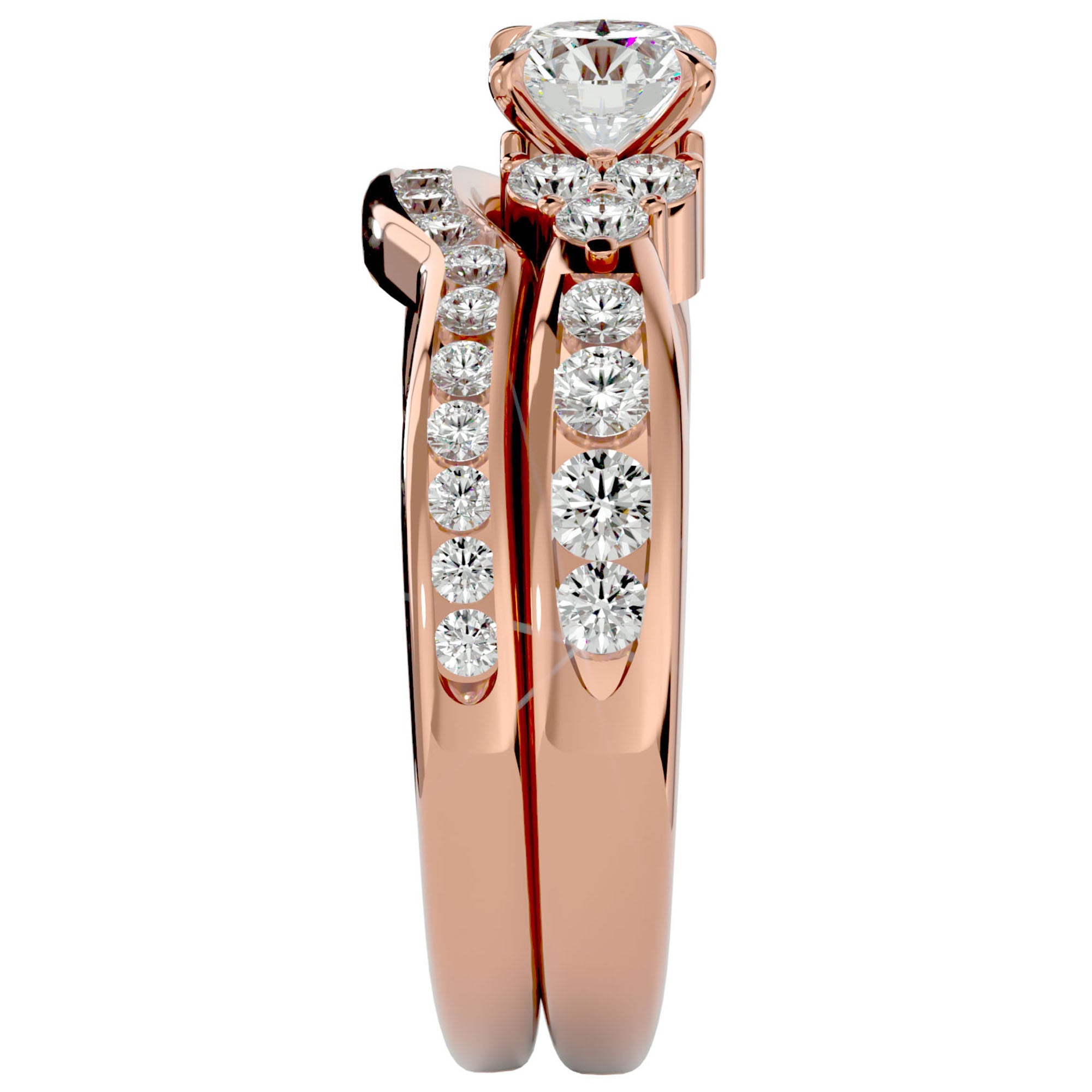 Inel Charme de l'Orient din Aur 14k cu Diamante Create în Laborator Pavé de 1.53 ct din 14k Aur Roz - Castelo.ro
