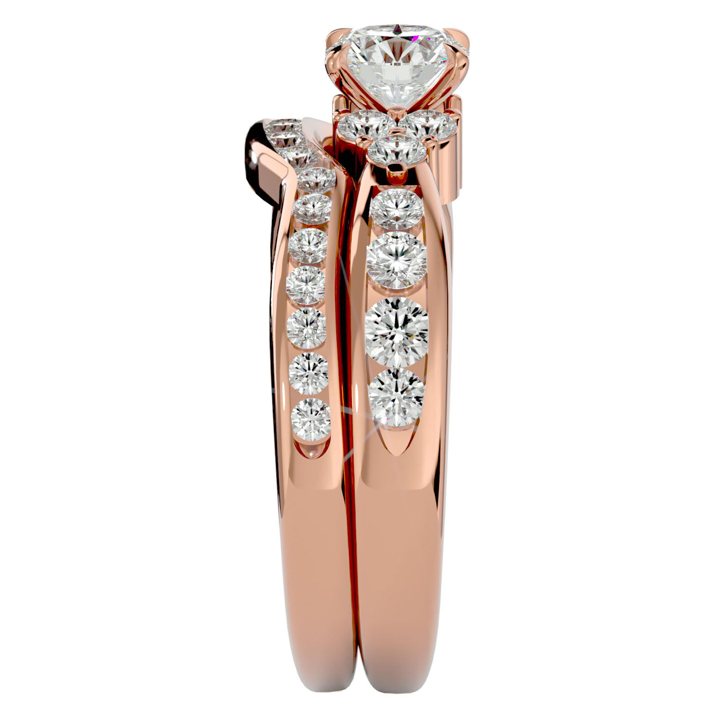 Inel Fleur de Lys cu Diamante Naturale Pavè de 1.53 ct din 18k Aur Roz - Castelo.ro