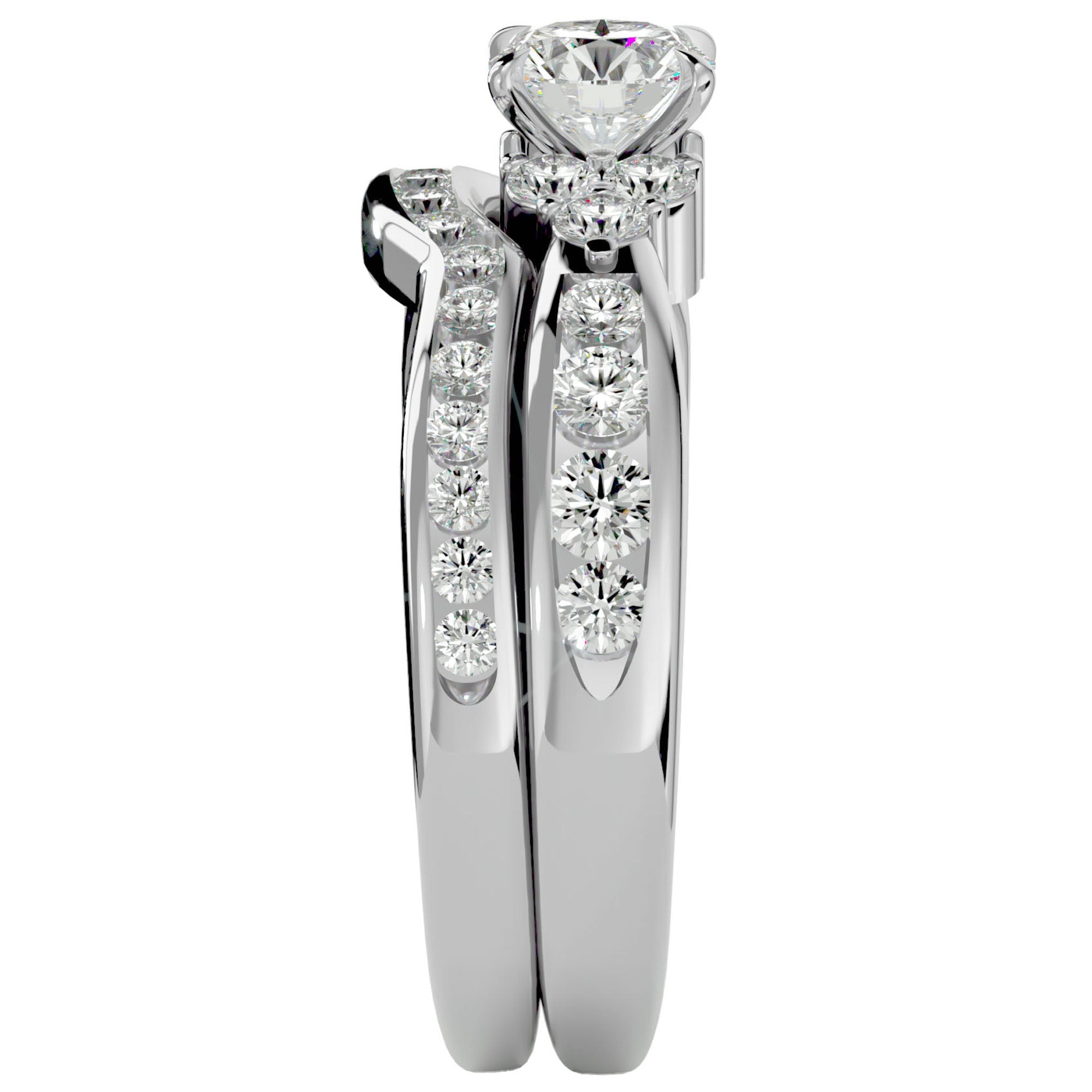 Inel Charme de l'Orient din Aur 14k cu Diamante Create în Laborator Pavé de 1.53 ct din 14k Aur Alb - Castelo.ro