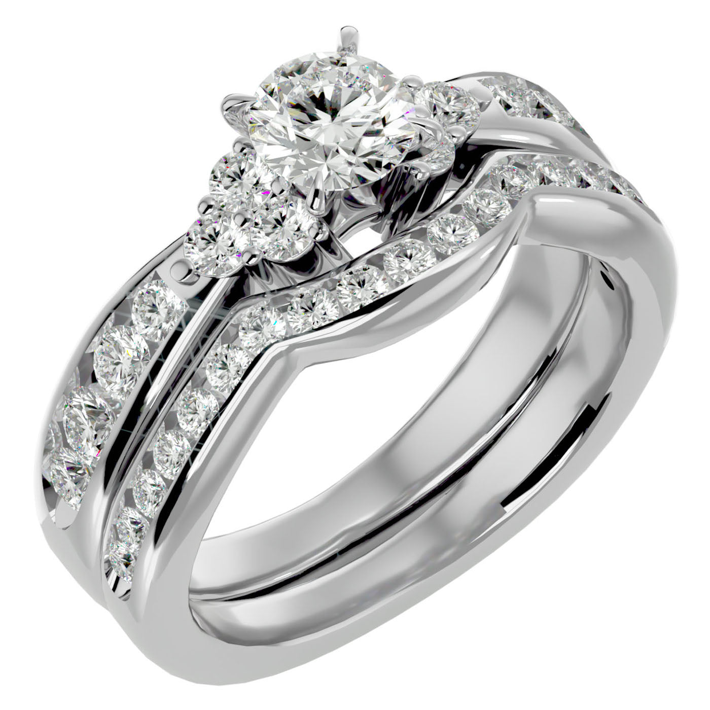 Inel Fleur de Lys din Aur 14k cu Diamante Create în Laborator Pavè de 1.53 ct din 14k Aur Alb - Castelo.ro