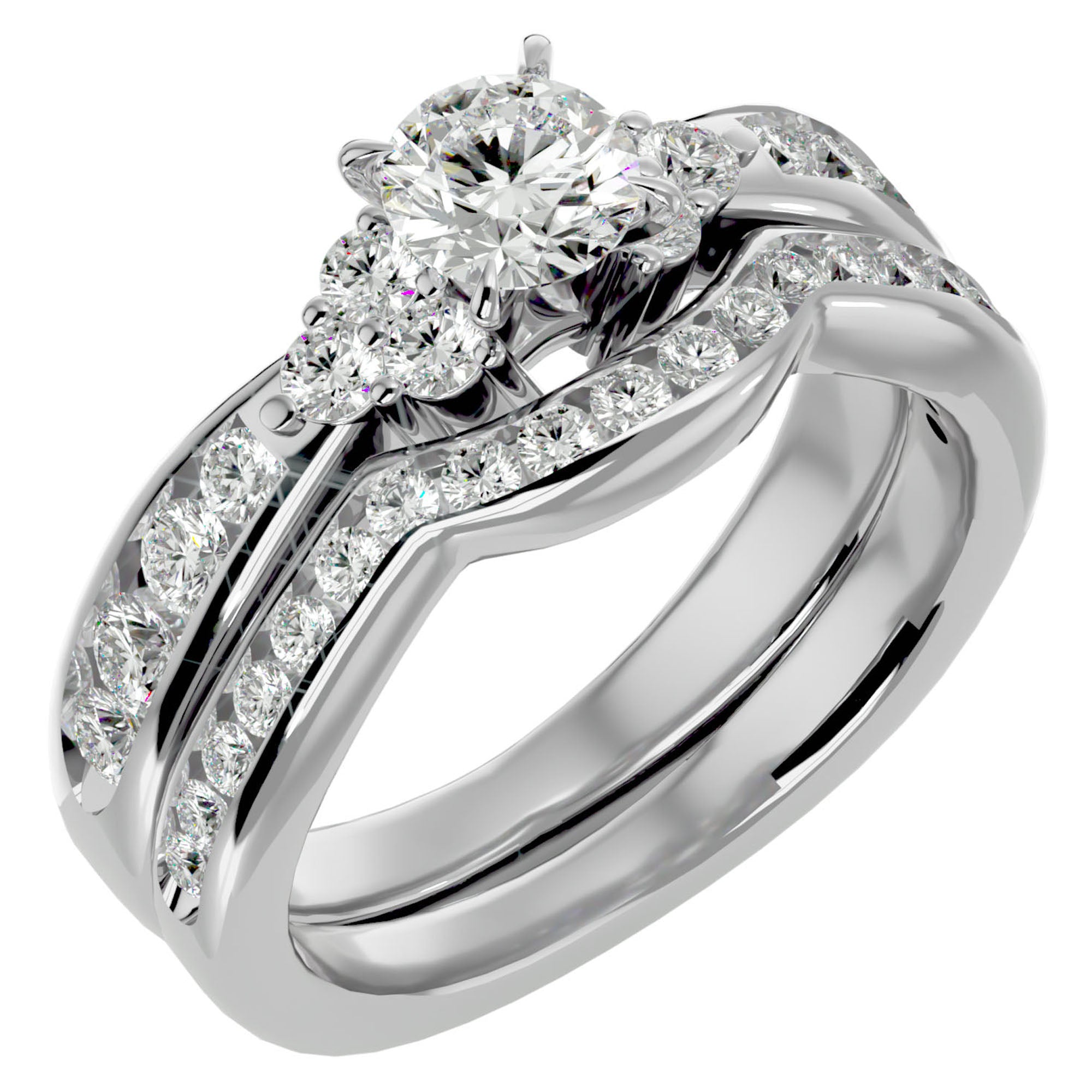 Inel Charme de l'Orient cu Diamante Create în Laborator Pavé de 1.53 ct din Platina - Castelo.ro