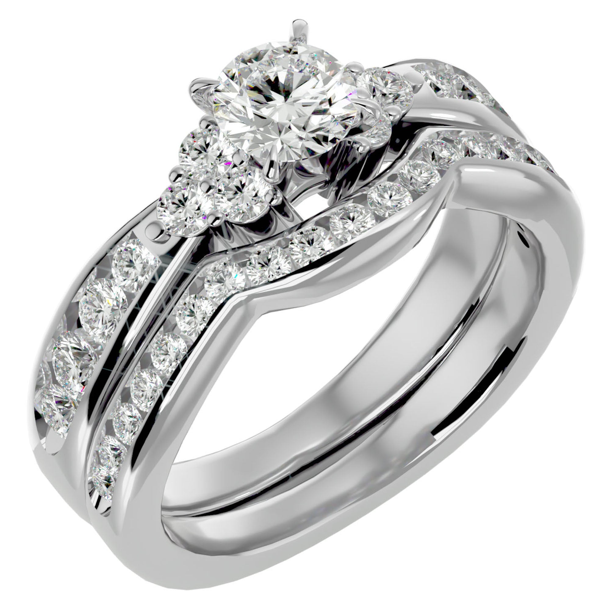 Inel Charme de l'Orient din Aur 14k cu Diamante Create în Laborator Pavé de 1.53 ct din 14k Aur Alb - Castelo.ro