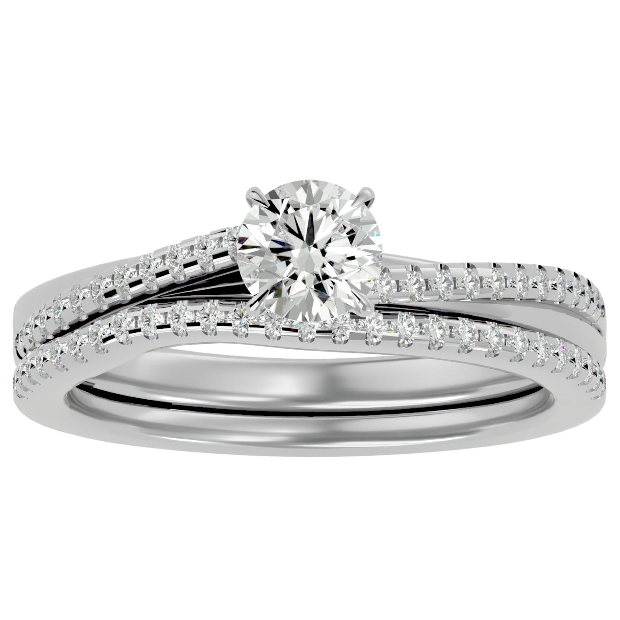 Inel de Logodnă Charme de Rose cu Diamante Create în Laborator Pavè de 0.72 ct din Platina - Castelo.ro