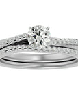 Inel De Logodnă Douce Aurore din Aur 14k cu Diamante Naturale Pavé de 0.72 ct din 14k Aur Alb - Castelo.ro