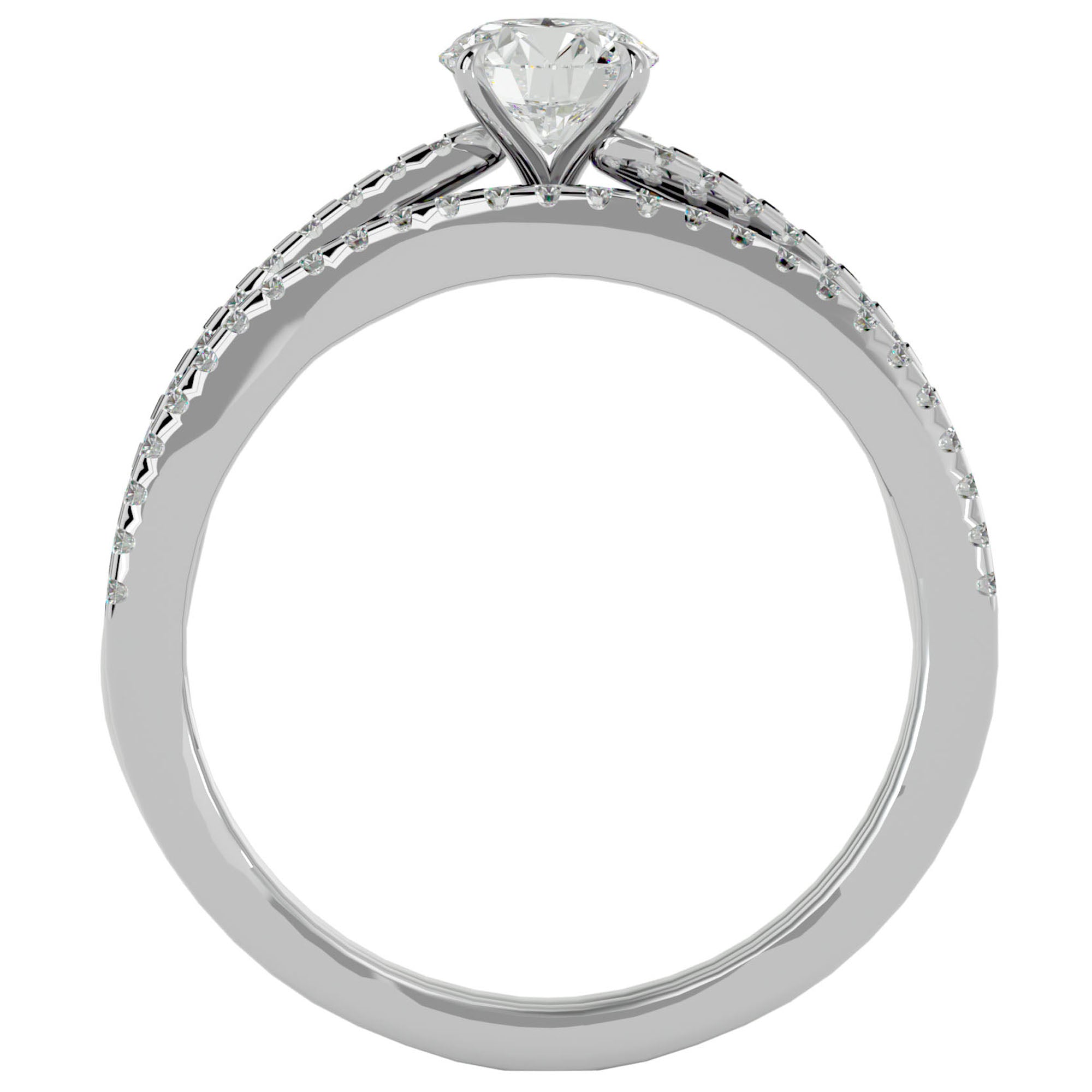 Inel De Logodnă Douce Aurore din Aur 14k cu Diamante Naturale Pavé de 0.72 ct din 14k Aur Alb - Castelo.ro