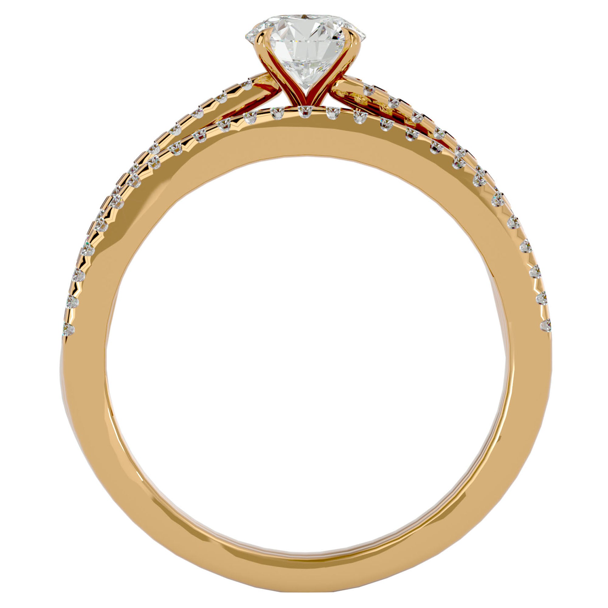 Inel de Logodnă Charme de Rose din Aur 14k cu Diamante Naturale Pavè de 0.72 ct din 14k Aur Galben - Castelo.ro