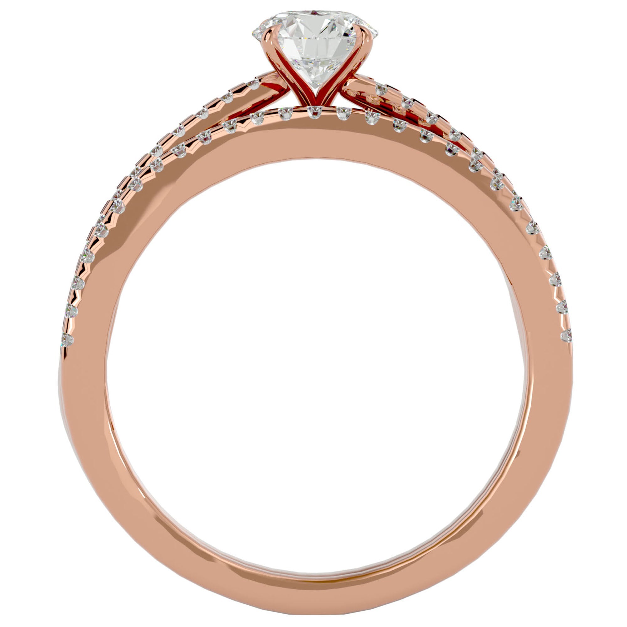 Inel De Logodnă Douce Aurore din Aur 14k cu Diamante Naturale Pavé de 0.72 ct din 14k Aur Roz - Castelo.ro
