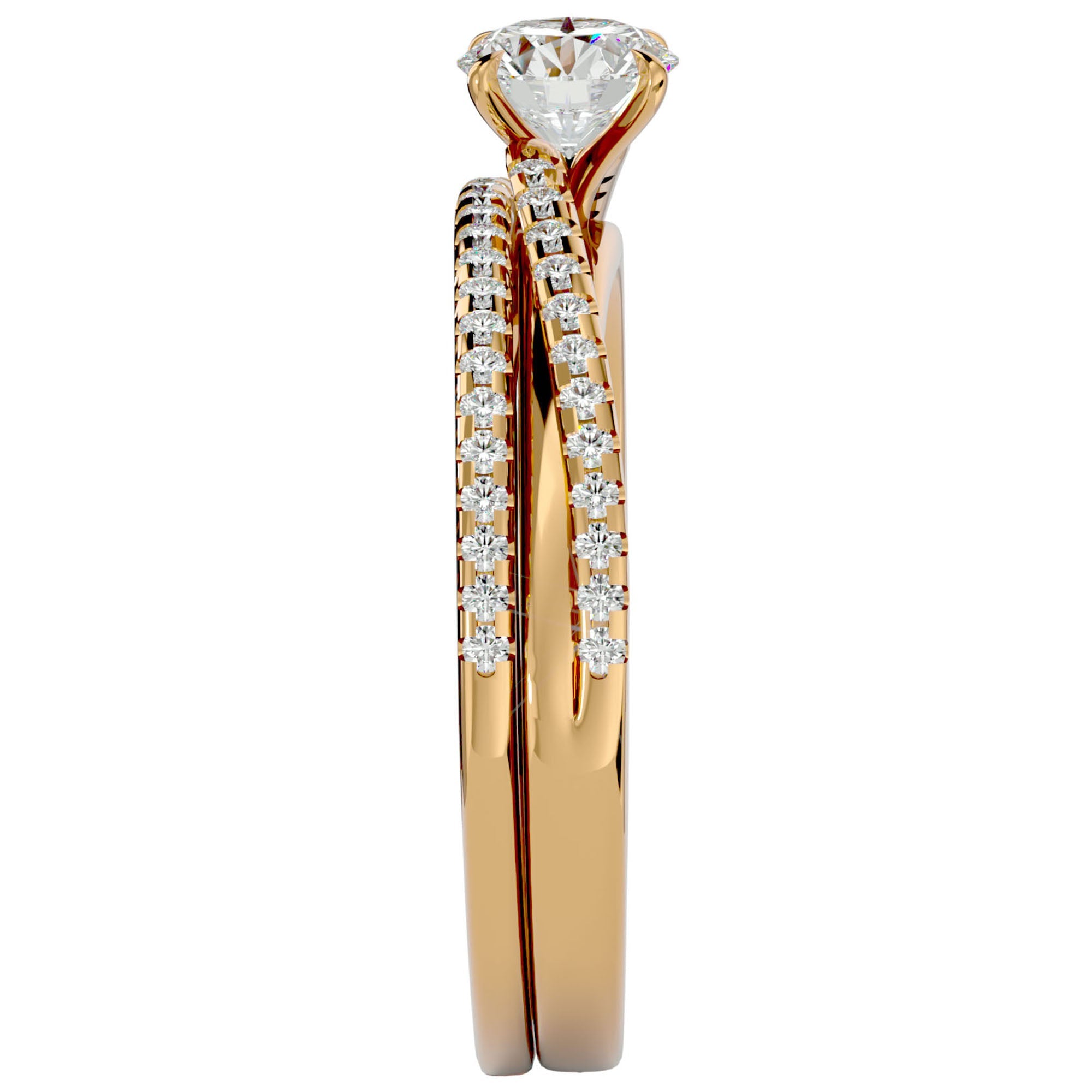 Inel De Logodnă Douce Aurore din Aur 14k cu Diamante Naturale Pavé de 0.72 ct din 14k Aur Galben - Castelo.ro