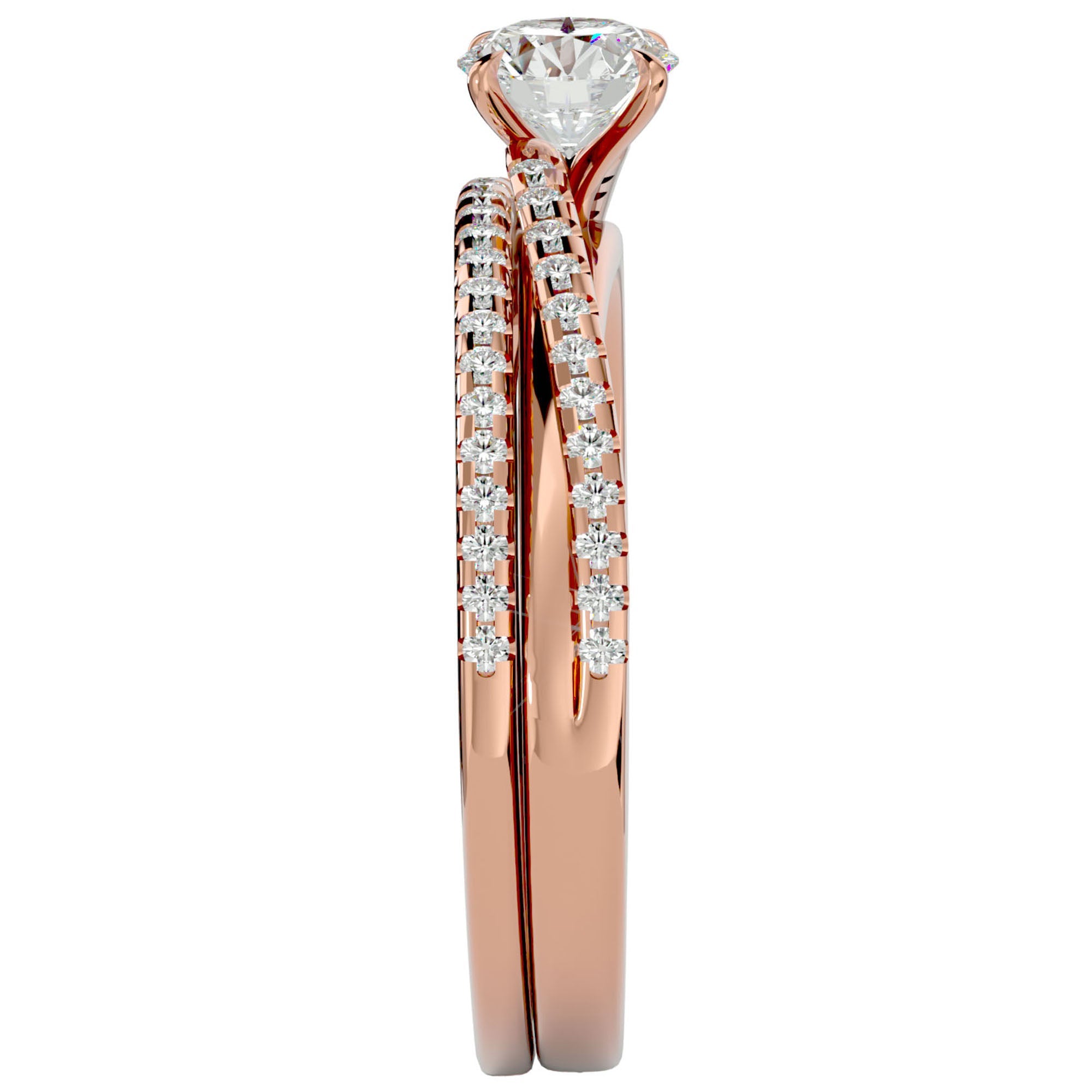 Inel De Logodnă Douce Aurore din Aur 14k cu Diamante Naturale Pavé de 0.72 ct din 14k Aur Roz - Castelo.ro