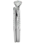 Inel De Logodnă Douce Aurore din Aur 14k cu Diamante Naturale Pavé de 0.72 ct din 14k Aur Alb - Castelo.ro
