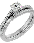 Inel De Logodnă Douce Aurore din Aur 14k cu Diamante Naturale Pavé de 0.72 ct din 14k Aur Alb - Castelo.ro