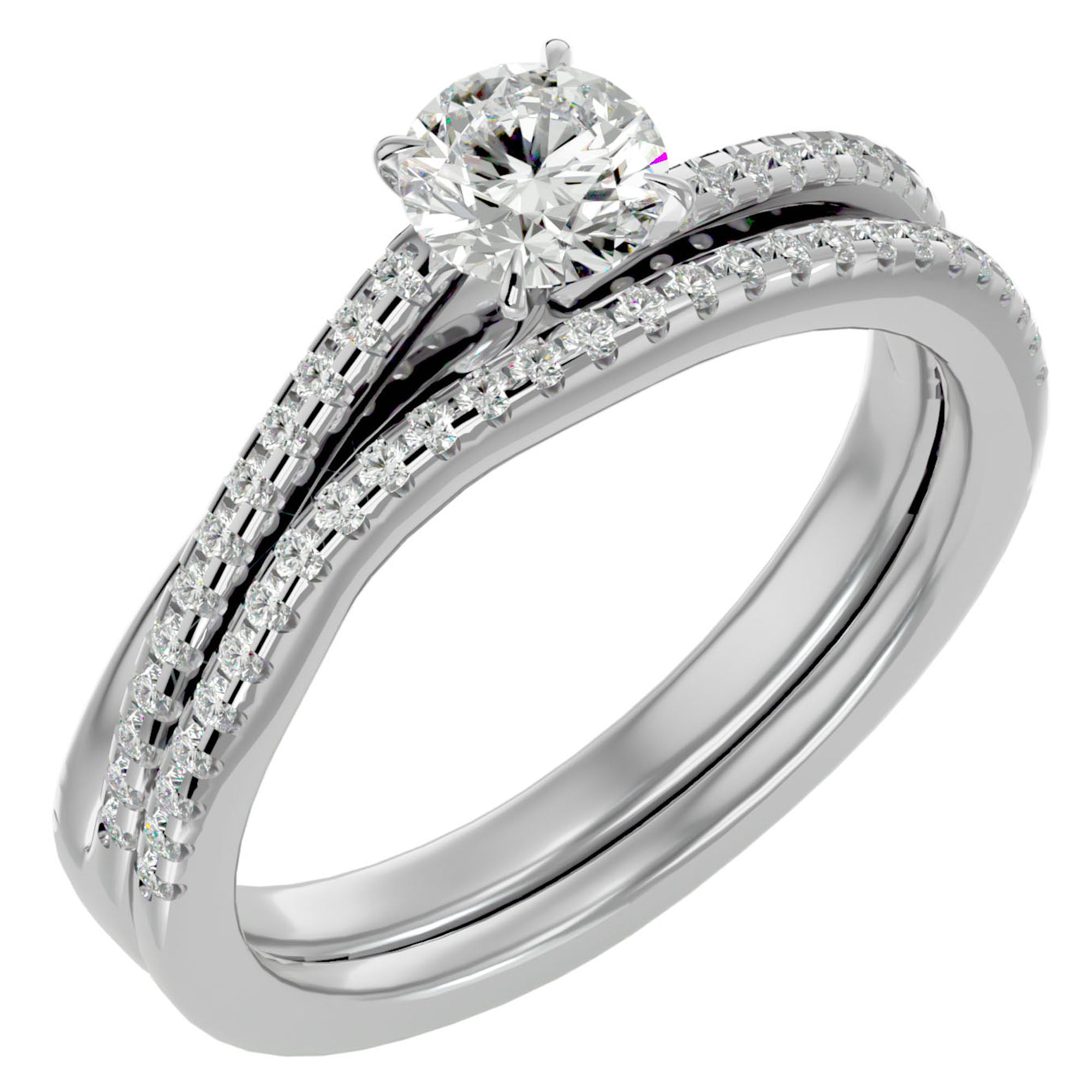 Inel De Logodnă Douce Aurore cu Diamante Create în Laborator Pavé de 0.72 ct din Platina - Castelo.ro