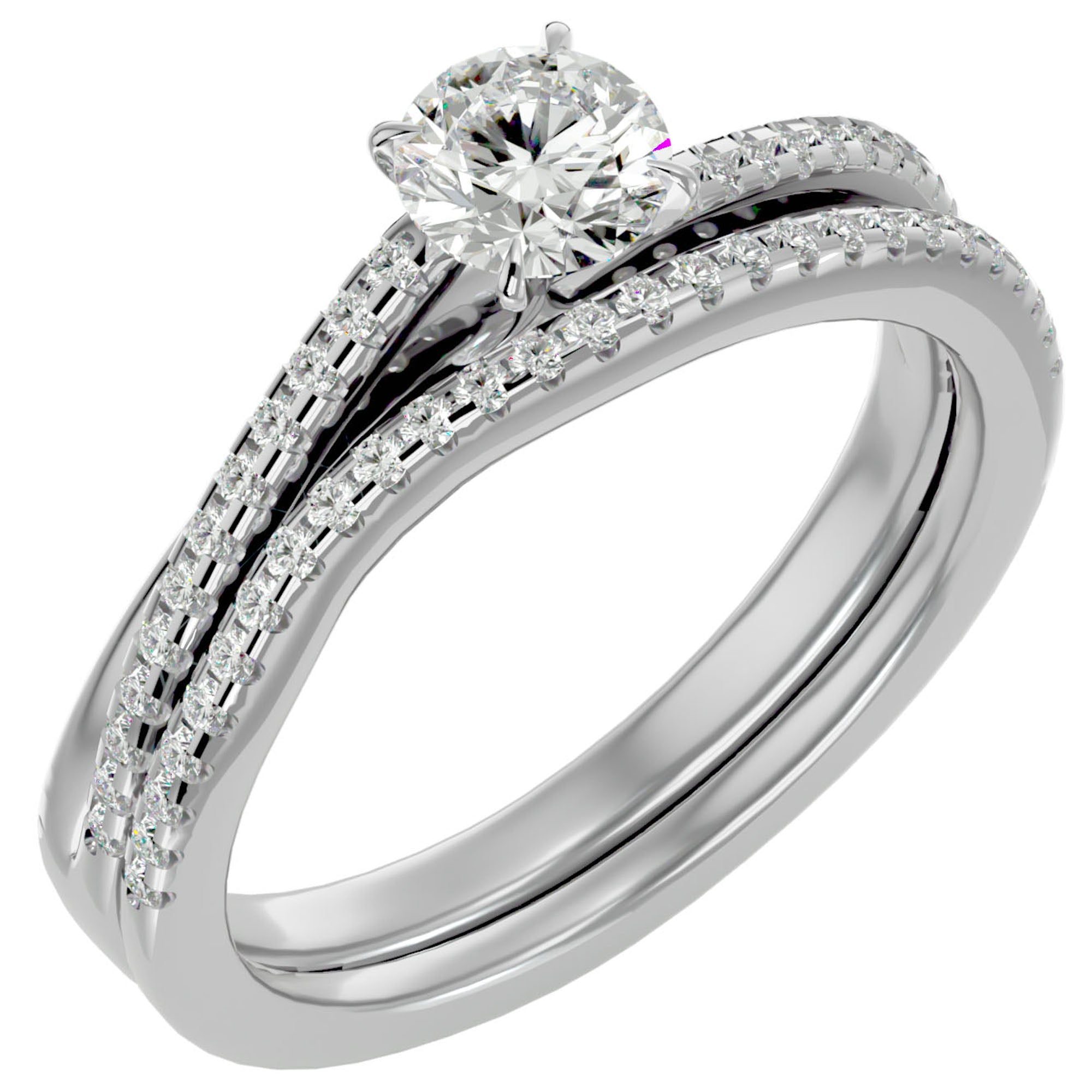 Inel de Logodnă Charme de Rose cu Diamante Create în Laborator Pavè de 0.72 ct din Platina - Castelo.ro