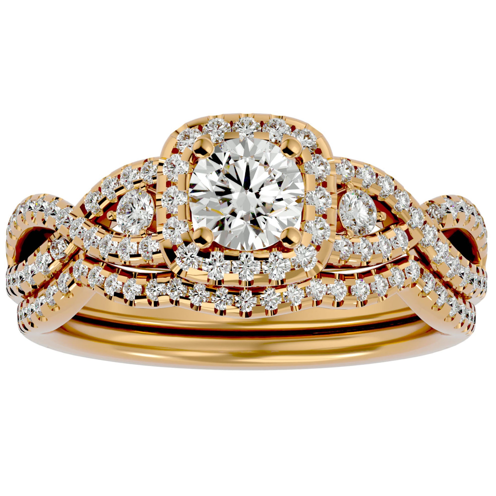 Inel Trésor Caché cu Diamante Create în Laborator Pavè de 1.08 ct din 18k Aur Galben - Castelo.ro