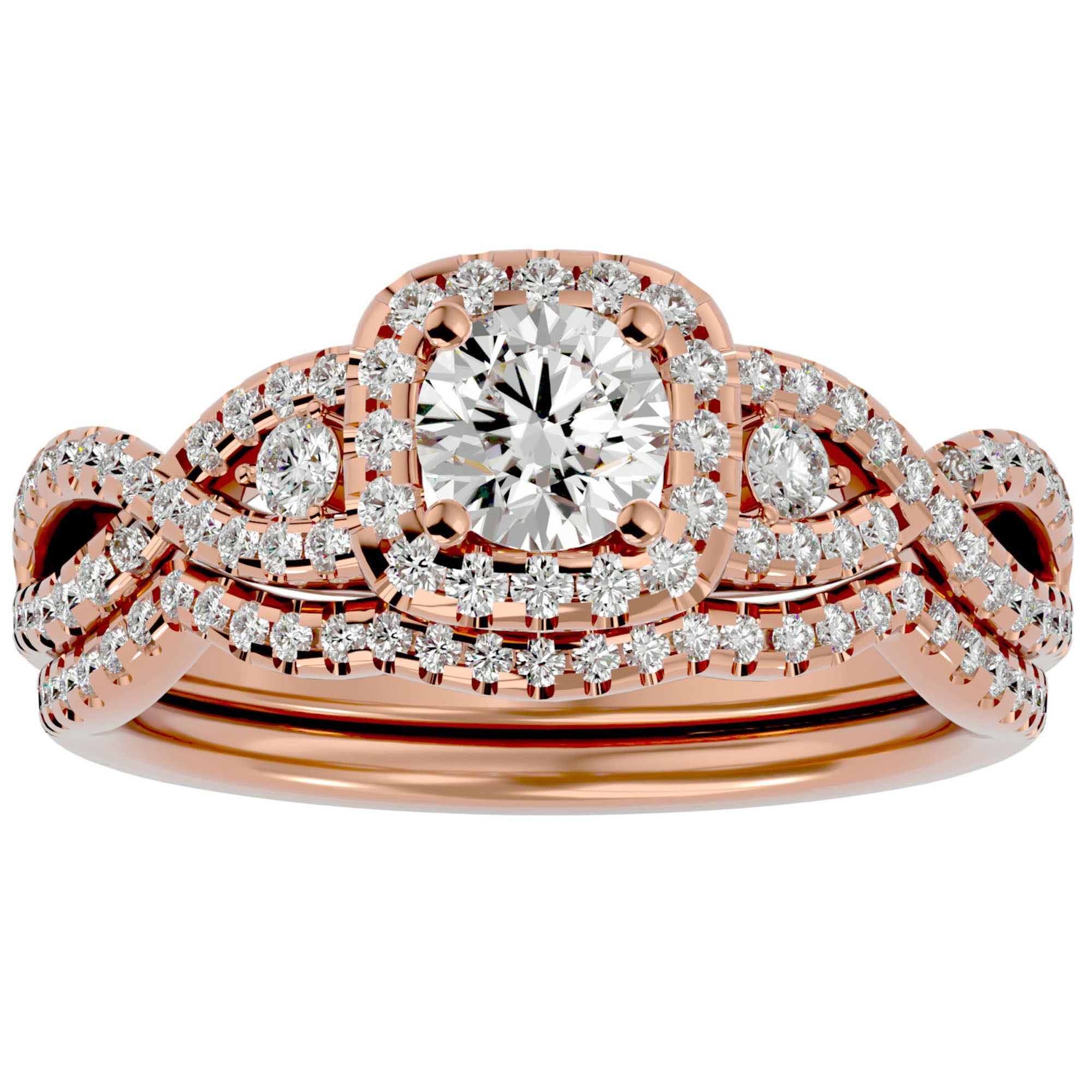 Inel Trésor Caché cu Diamante Create în Laborator Pavè de 1.08 ct din 18k Aur Roz - Castelo.ro