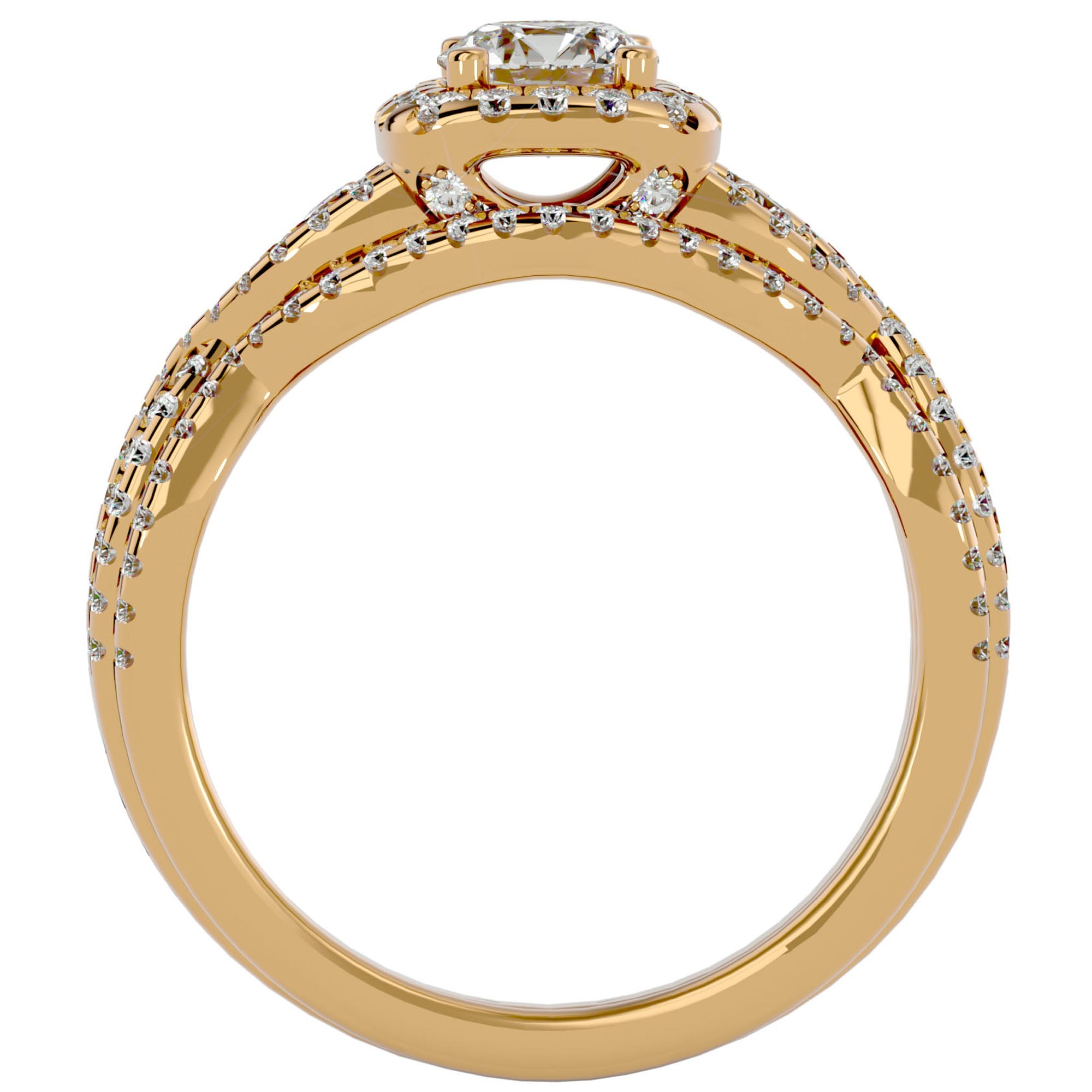 Inel Trésor Caché cu Diamante Create în Laborator Pavè de 1.08 ct din 18k Aur Galben - Castelo.ro