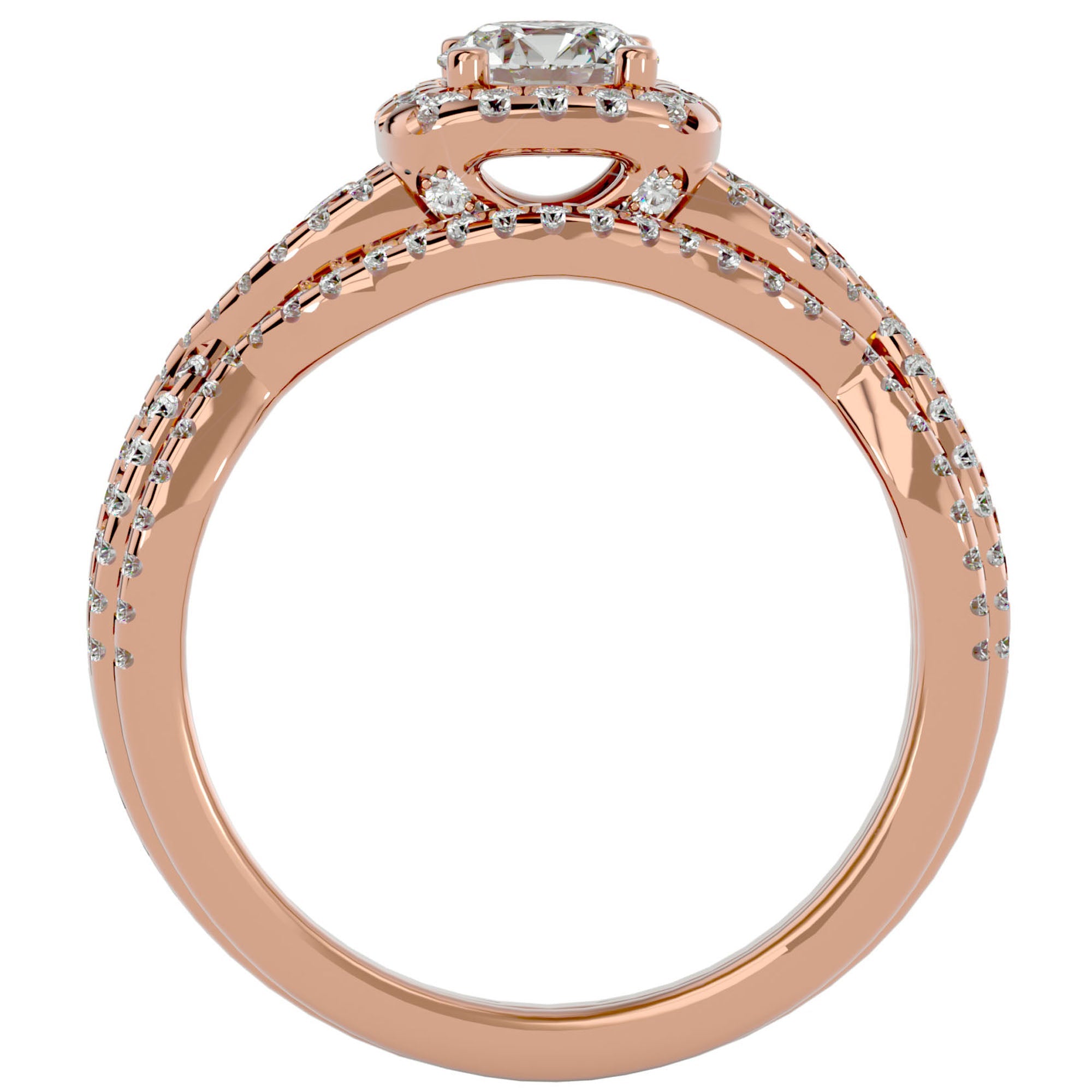Inel Trésor Caché cu Diamante Create în Laborator Pavè de 1.08 ct din 18k Aur Roz - Castelo.ro