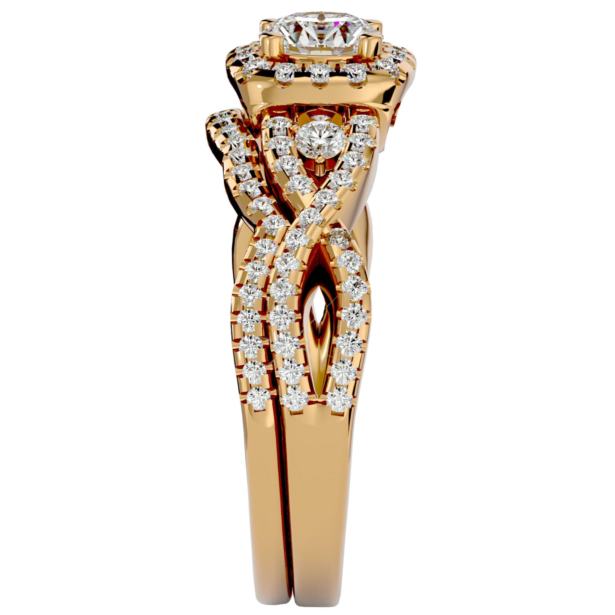 Inel Trésor Caché cu Diamante Create în Laborator Pavè de 1.08 ct din 18k Aur Galben - Castelo.ro