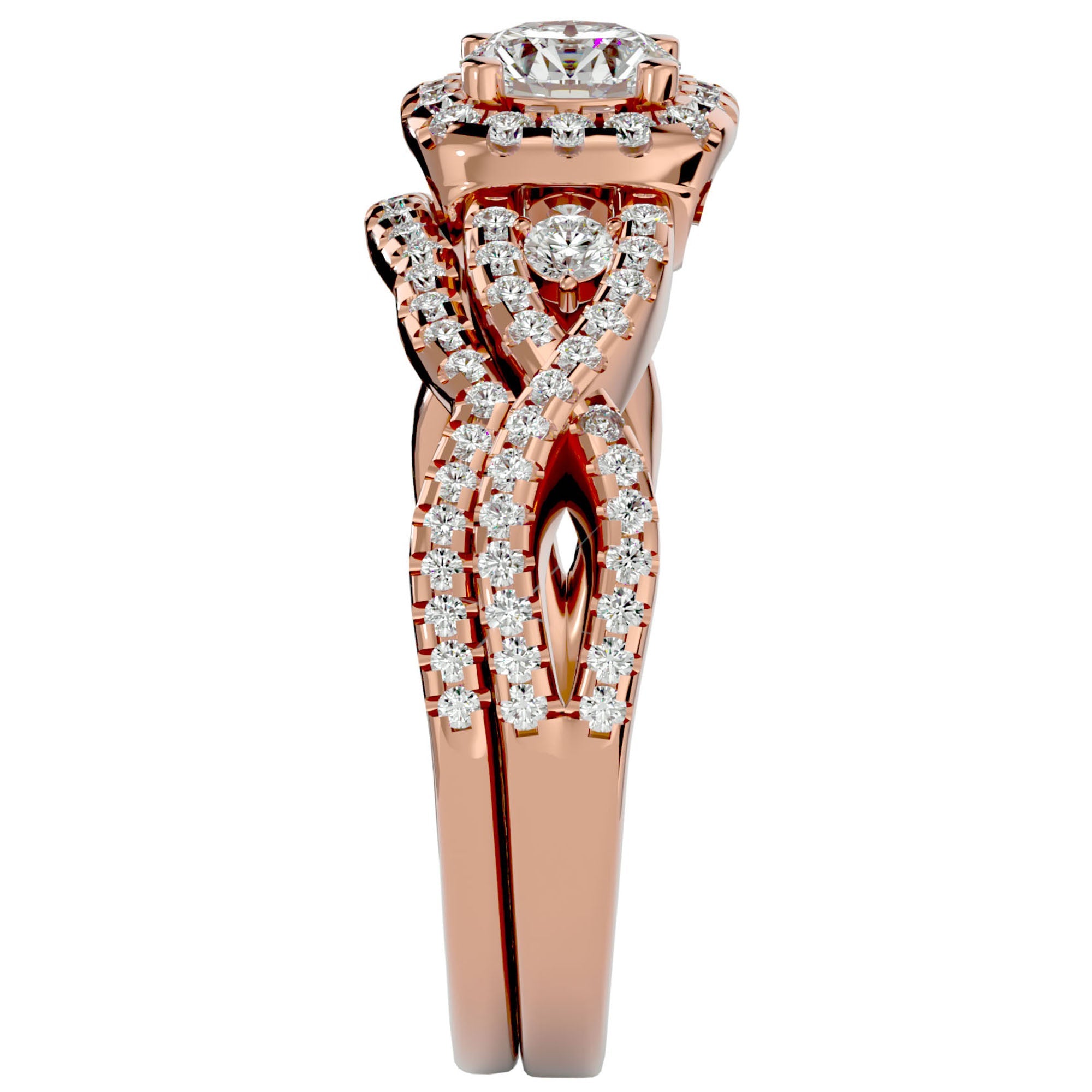 Inel Trésor Caché cu Diamante Create în Laborator Pavè de 1.08 ct din 18k Aur Roz - Castelo.ro