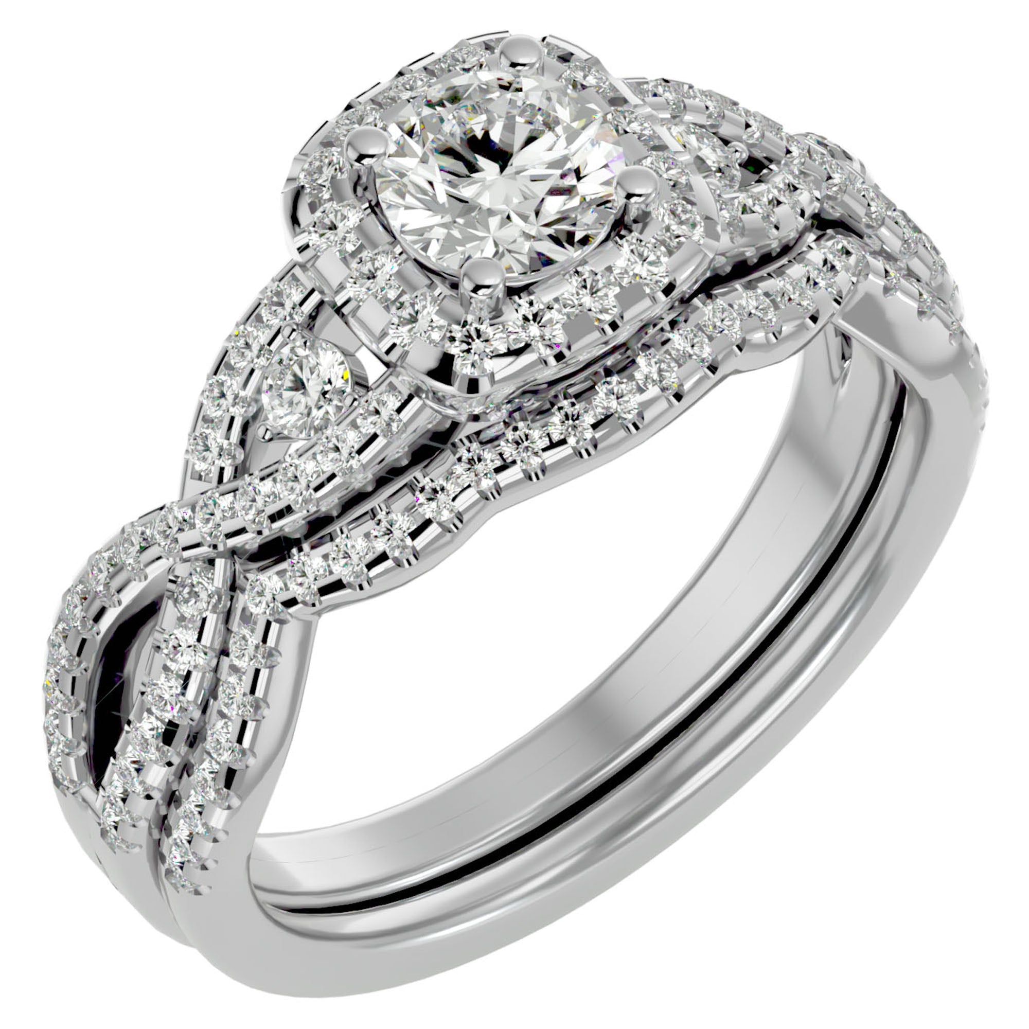 Inel Trésor Caché cu Diamante Create în Laborator Pavè de 1.08 ct din Platina - Castelo.ro