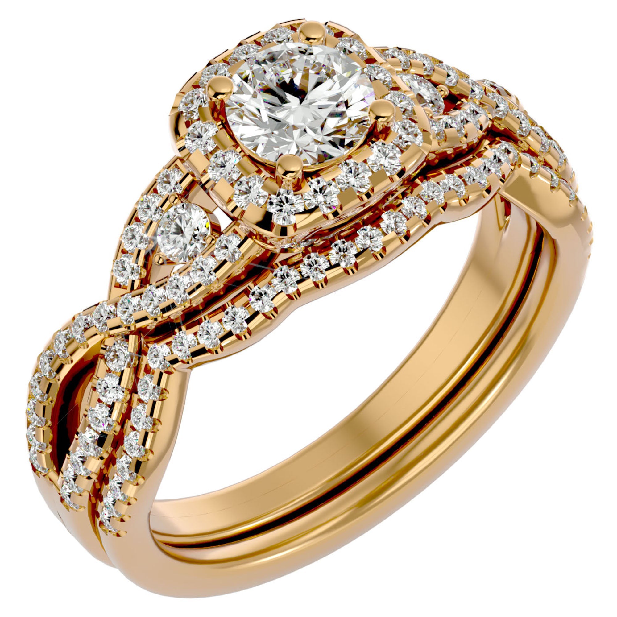 Inel Trésor Caché cu Diamante Create în Laborator Pavè de 1.08 ct din 18k Aur Galben - Castelo.ro