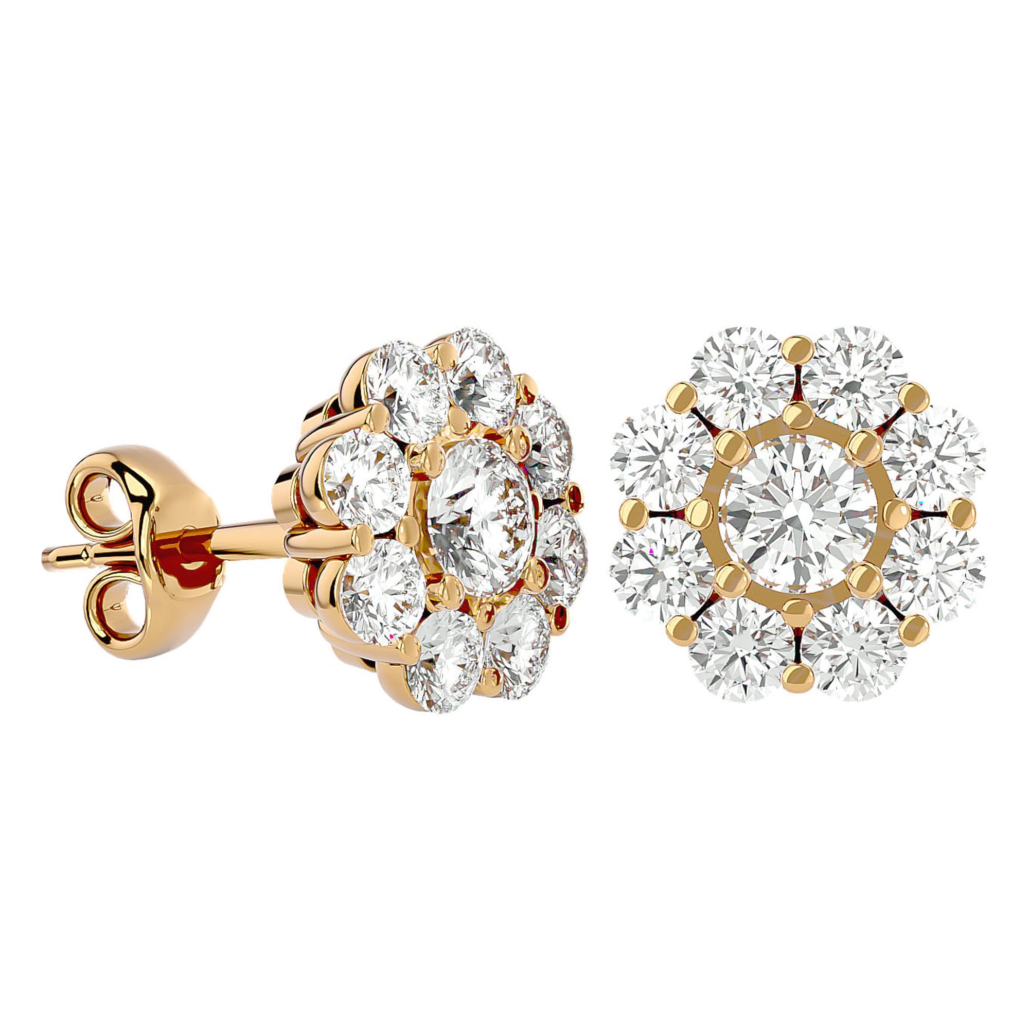 Cercei Clasici Cu Diamante Naturale Rotunde 1.87 ct din 18K Aur Galben - Castelo.ro