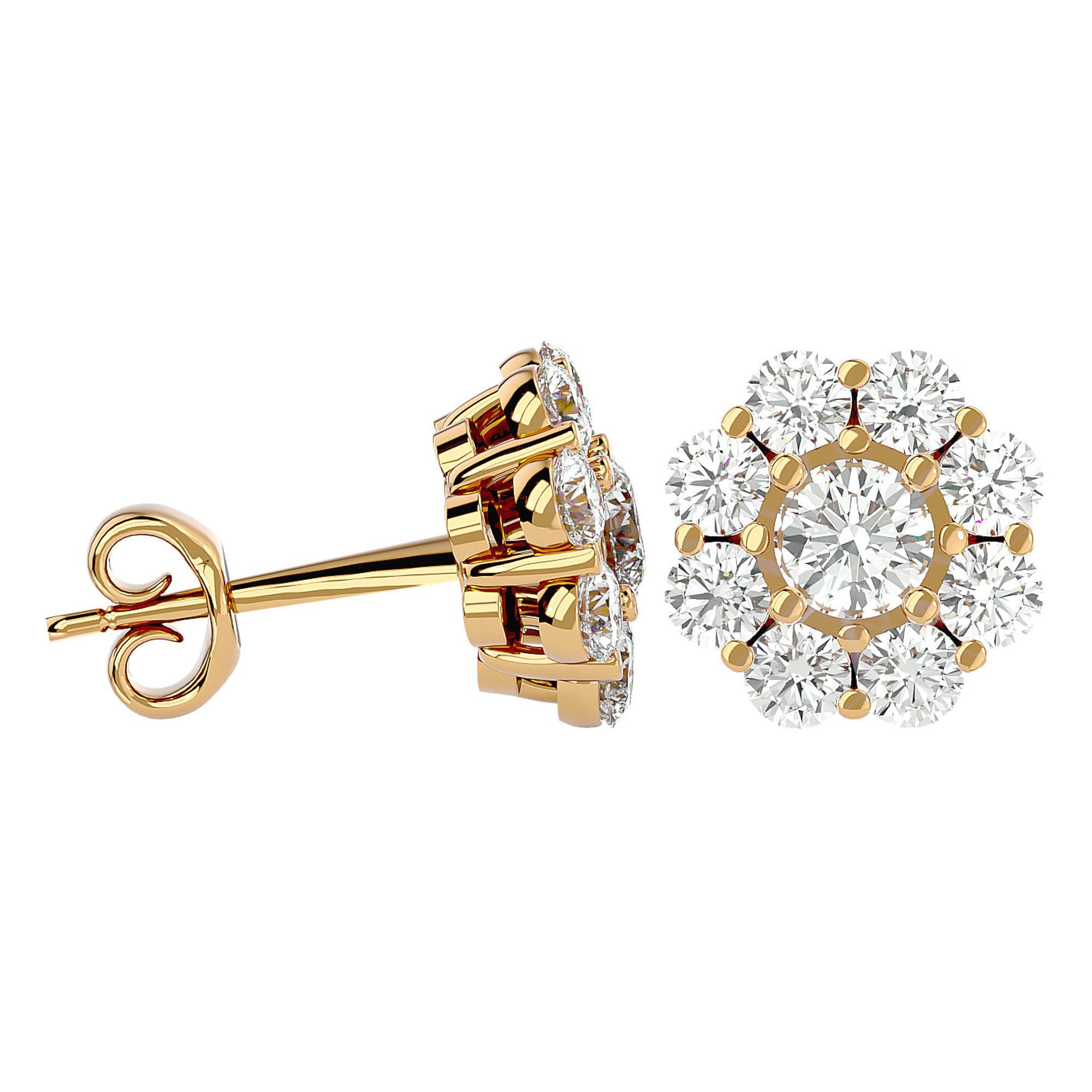 Cercei Clasici Cu Diamante Naturale Rotunde 1.87 ct din 18K Aur Galben - Castelo.ro
