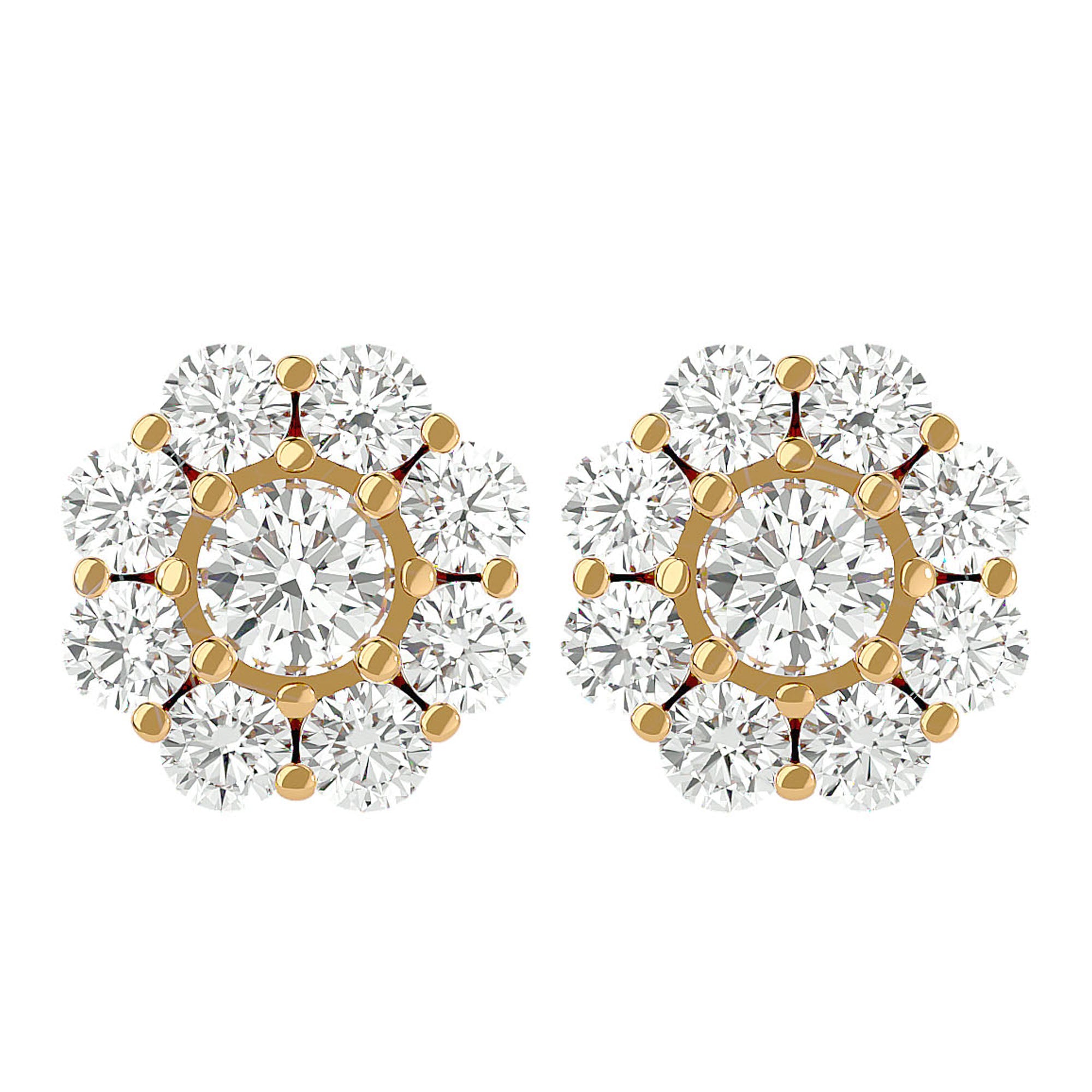 Cercei Clasici Cu Diamante Naturale Rotunde 1.87 ct din 18K Aur Galben - Castelo.ro