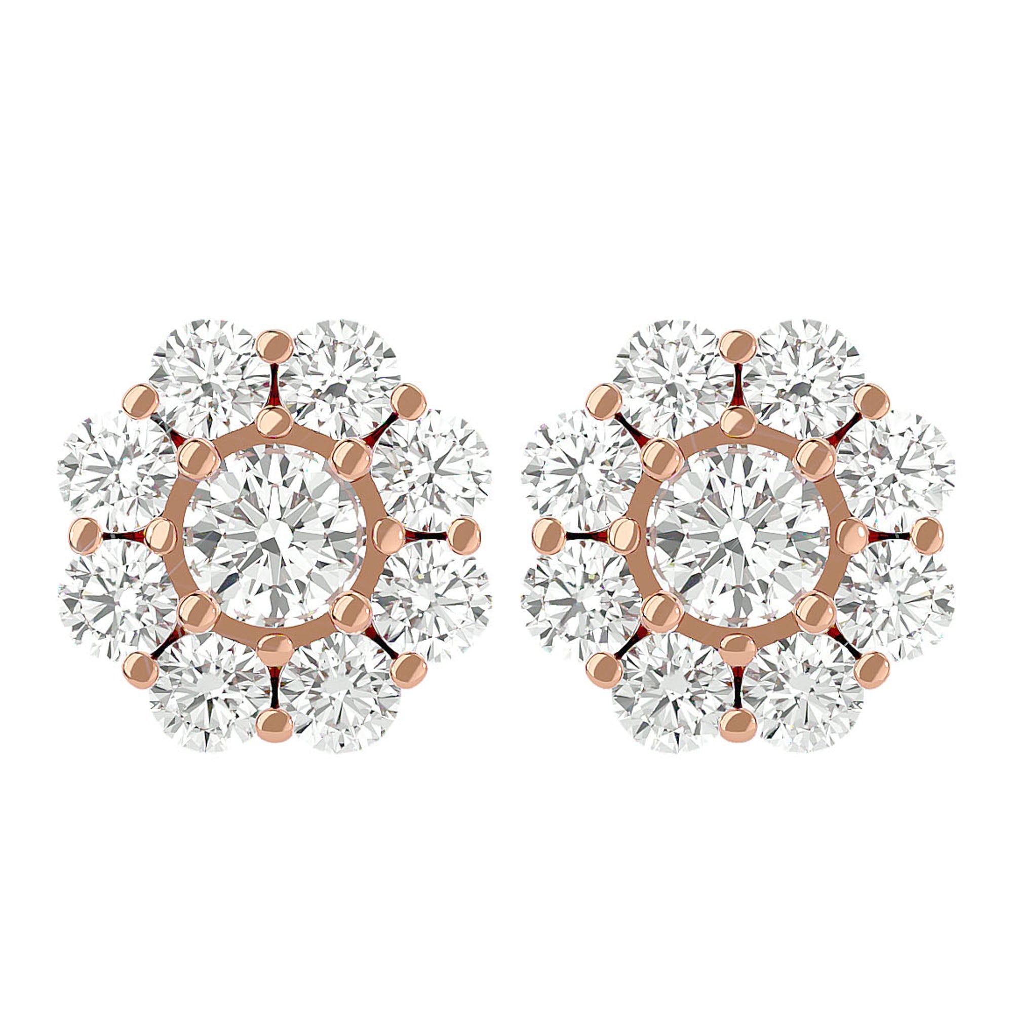 Cercei Clasici Cu Diamante Naturale Rotunde 1.87 ct din 18K Aur Roz - Castelo.ro