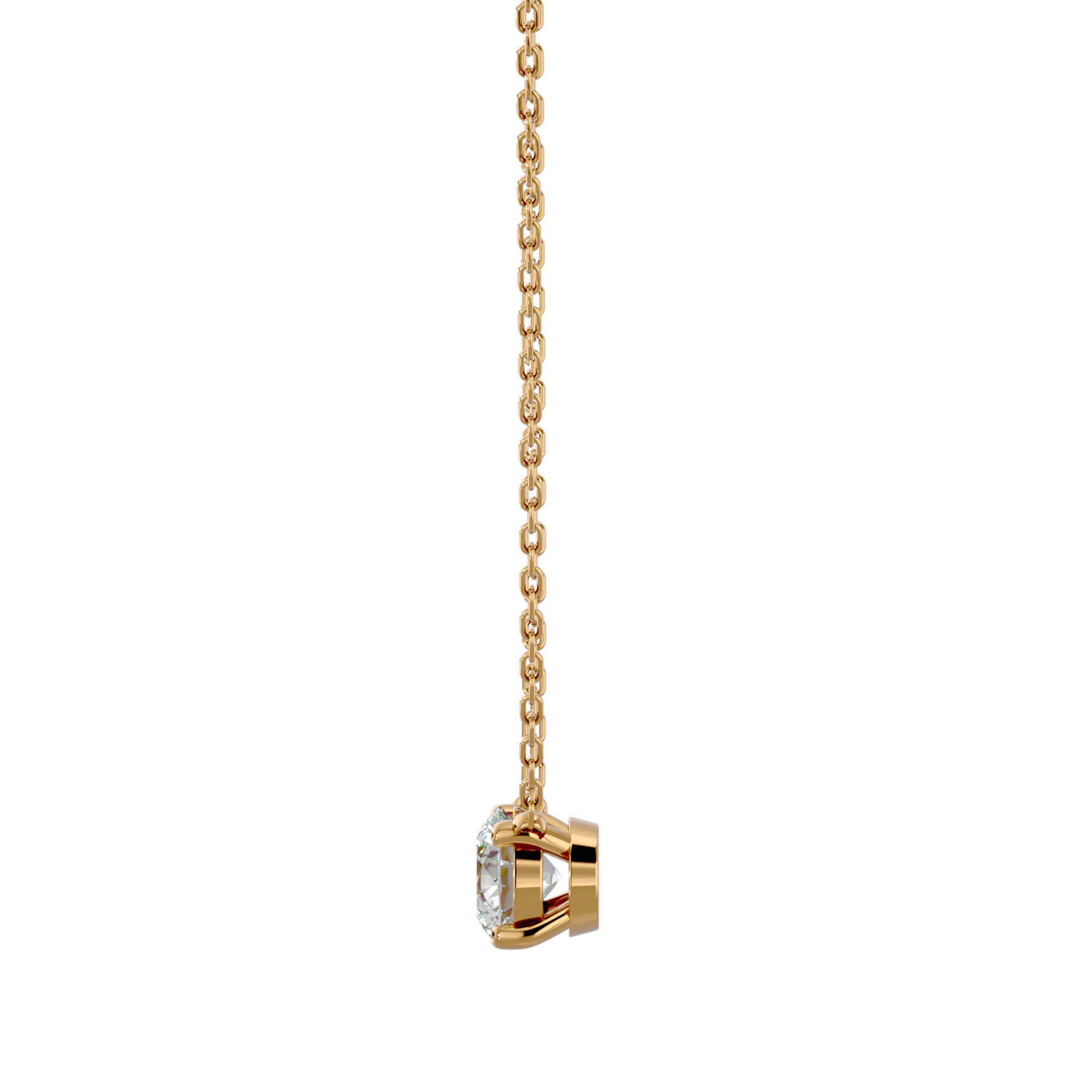 Lanț din Aur 14k cu Pandantiv Solitaire Rotund din Diamant Natural de 1.03 ct din 14K Aur Alb - Castelo.ro