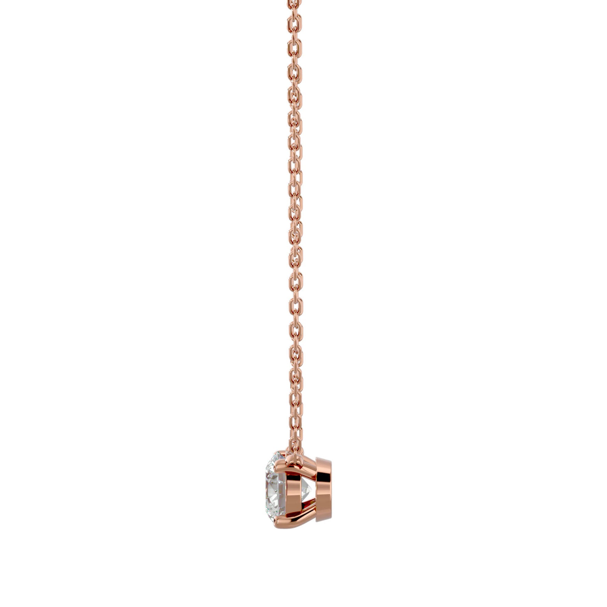 Lanț din Aur 14k cu Pandantiv Solitaire Rotund din Diamant Natural de 1.03 ct din 14K Aur Roz - Castelo.ro