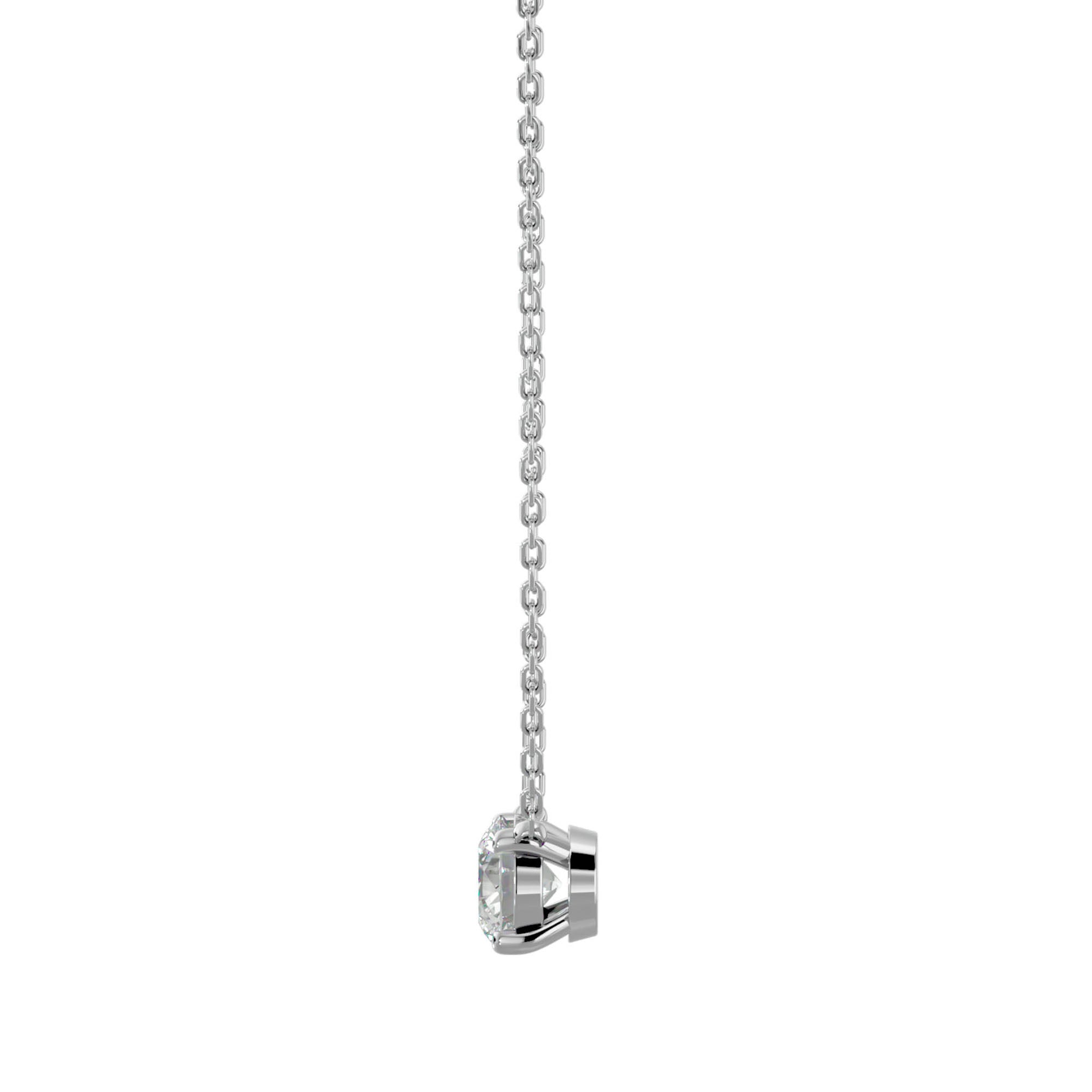 Lanț din Aur 14k cu Pandantiv Solitaire Rotund din Diamant Natural de 1.03 ct din 14K Aur Alb - Castelo.ro