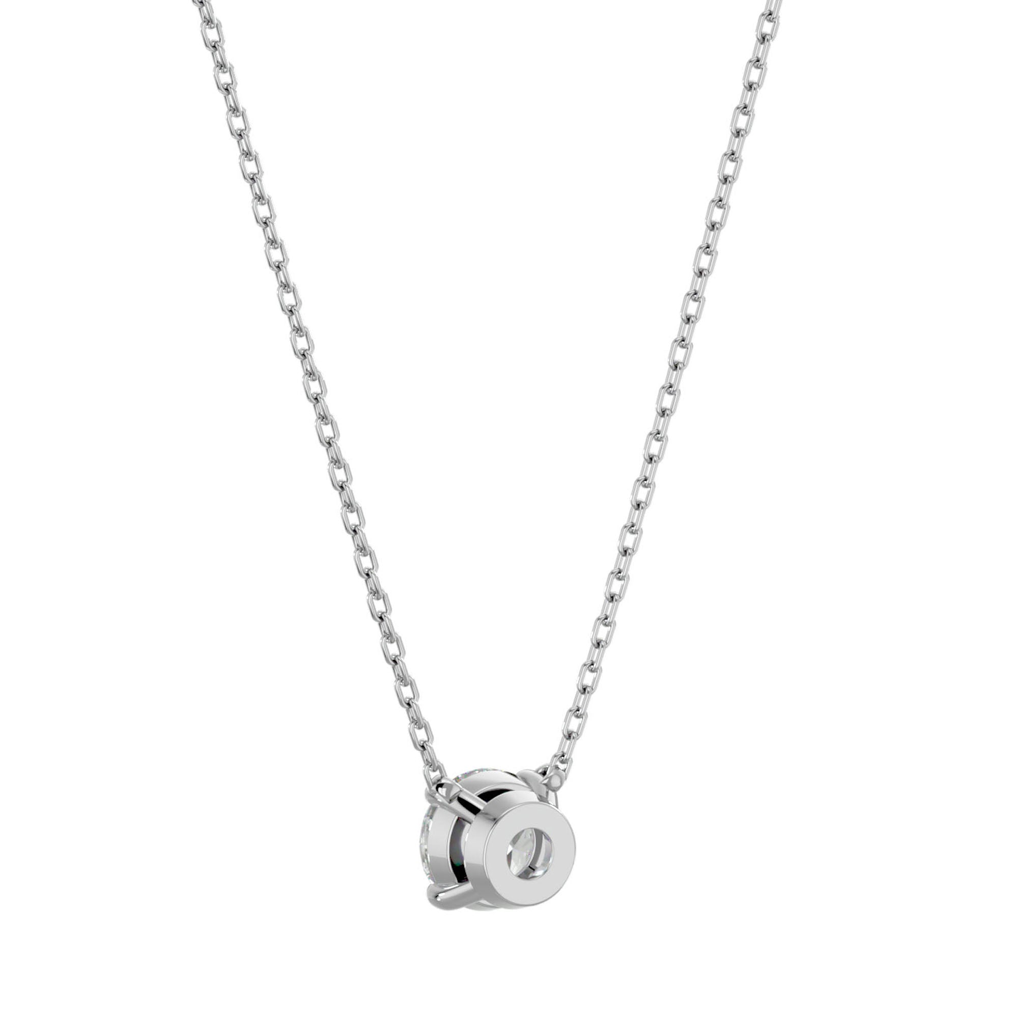 Lanț din Aur 14k cu Pandantiv Solitaire Rotund din Diamant Natural de 1.03 ct din 14K Aur Alb - Castelo.ro